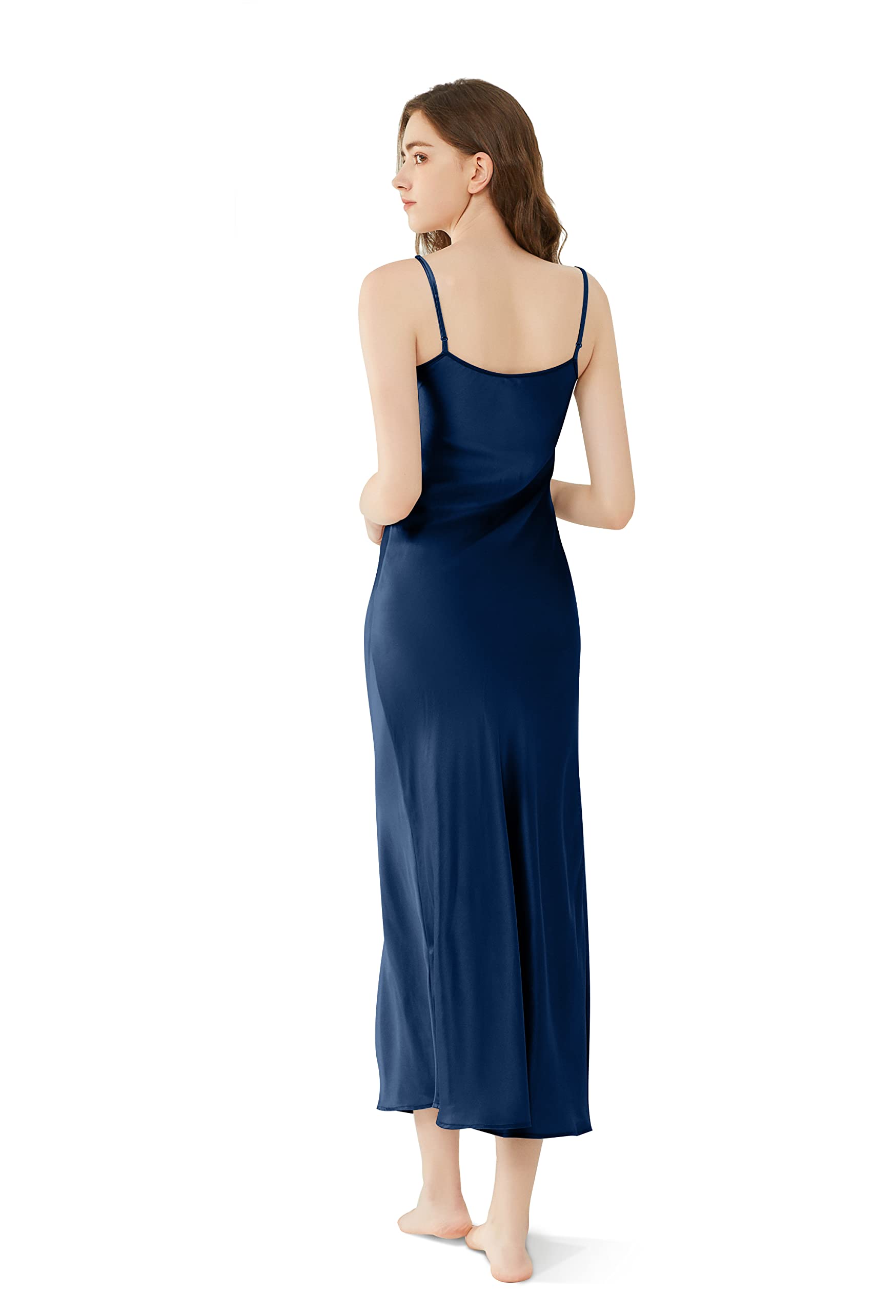 Orose Premium Low Cut Back Long Silk Nightgown for Women - Elegant Sleepwear & Loungewear for Comfortable Nights & Relaxing at Home