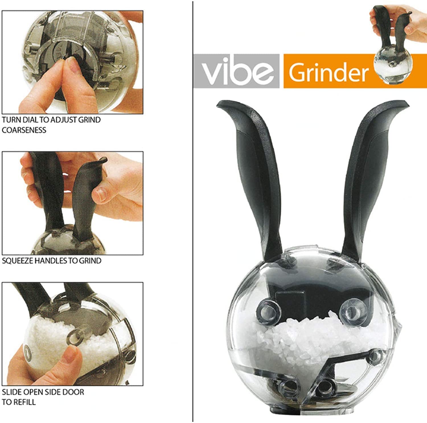 Premium Manual Salt and Pepper Grinder Set - Mini Adjustable Spice Mill with Unique Rabbit Ears Design, 2-Piece Kitchen Essential for Freshly Ground Seasonings | Perfect for Cooking, Dining Tables & Gift Giving