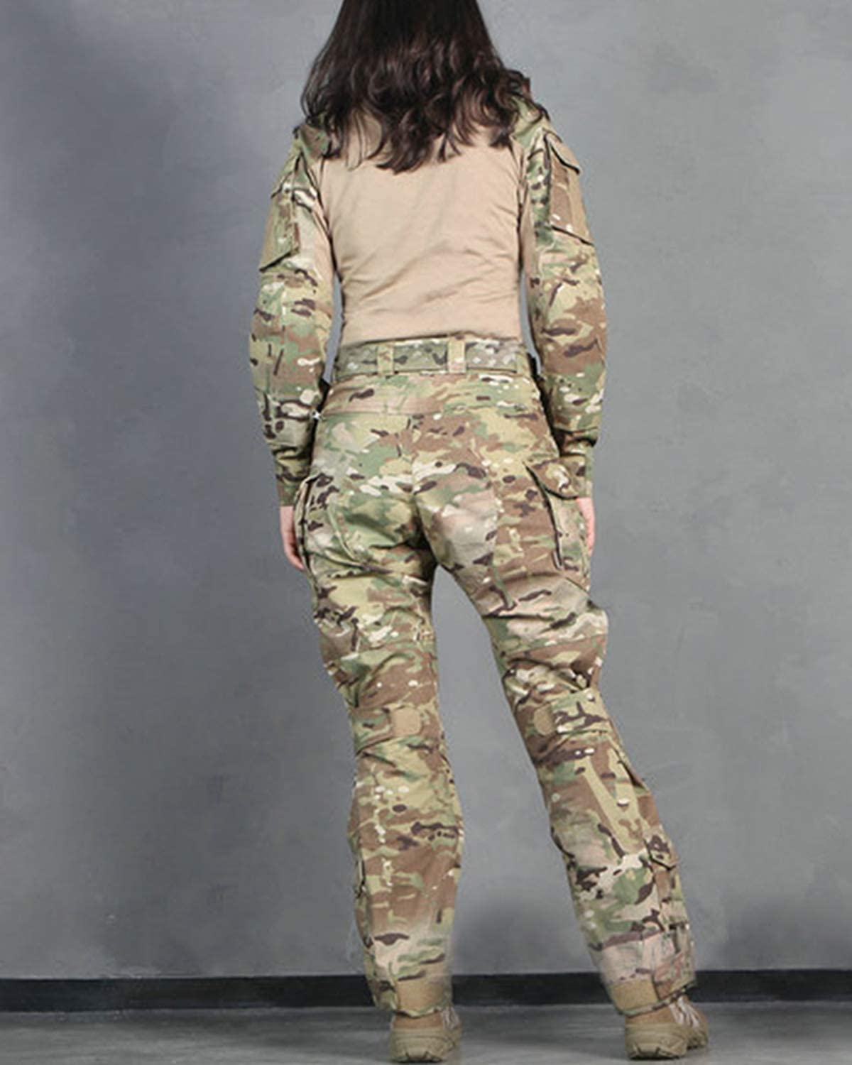 SINAIRSOFT Women's Tactical Shirt & Pants Set with Protective Pads - Gen3 Combat Uniform for Airsoft, Paintball, Outdoor Training & Military Simulation