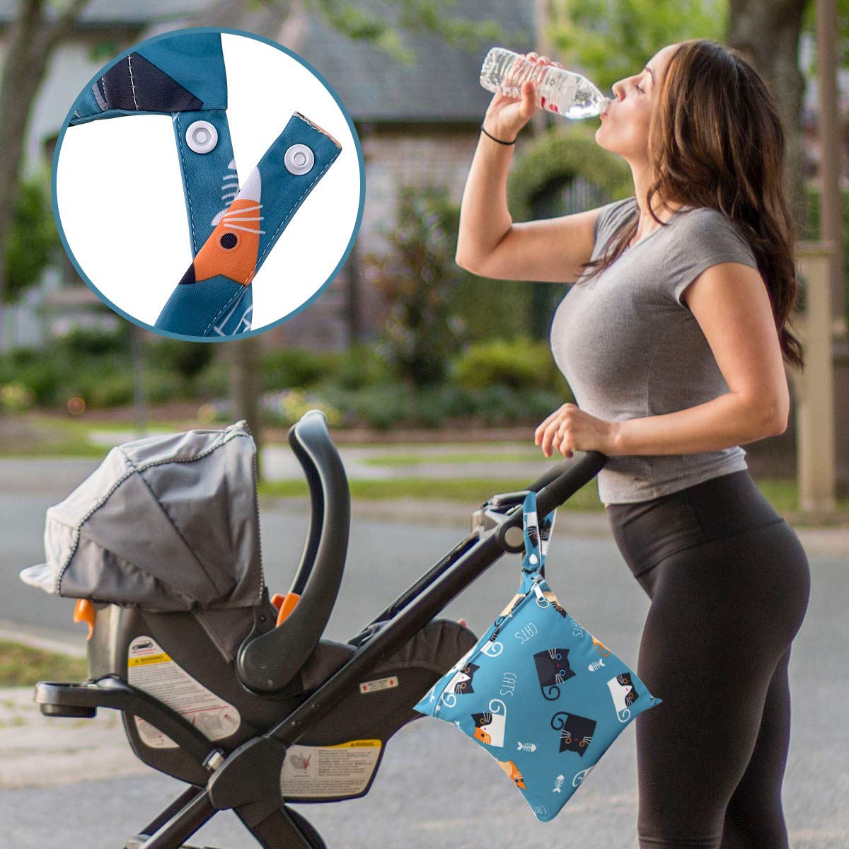 **Waterproof Reusable Diaper Wet Bag - Hanging Travel Organizer with Double Zipper for Baby, Beach, Pool & Gym - 3 Pack (Blue) - Perfect for Diaper Storage, Swimsuits & Wet Clothes**