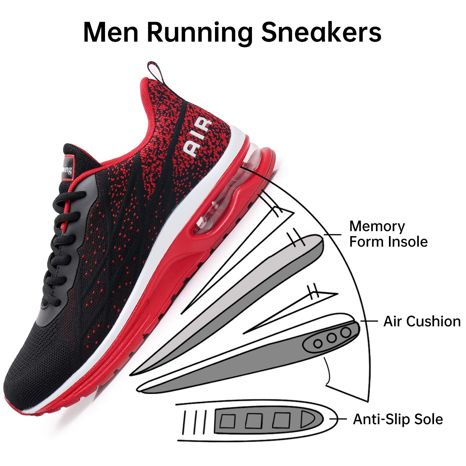 MEHOTO Men's Air Running Sneakers - Lightweight Athletic Shoes for Jogging, Fitness, Gym & Walking | Breathable Comfort for Sports & Daily Wear