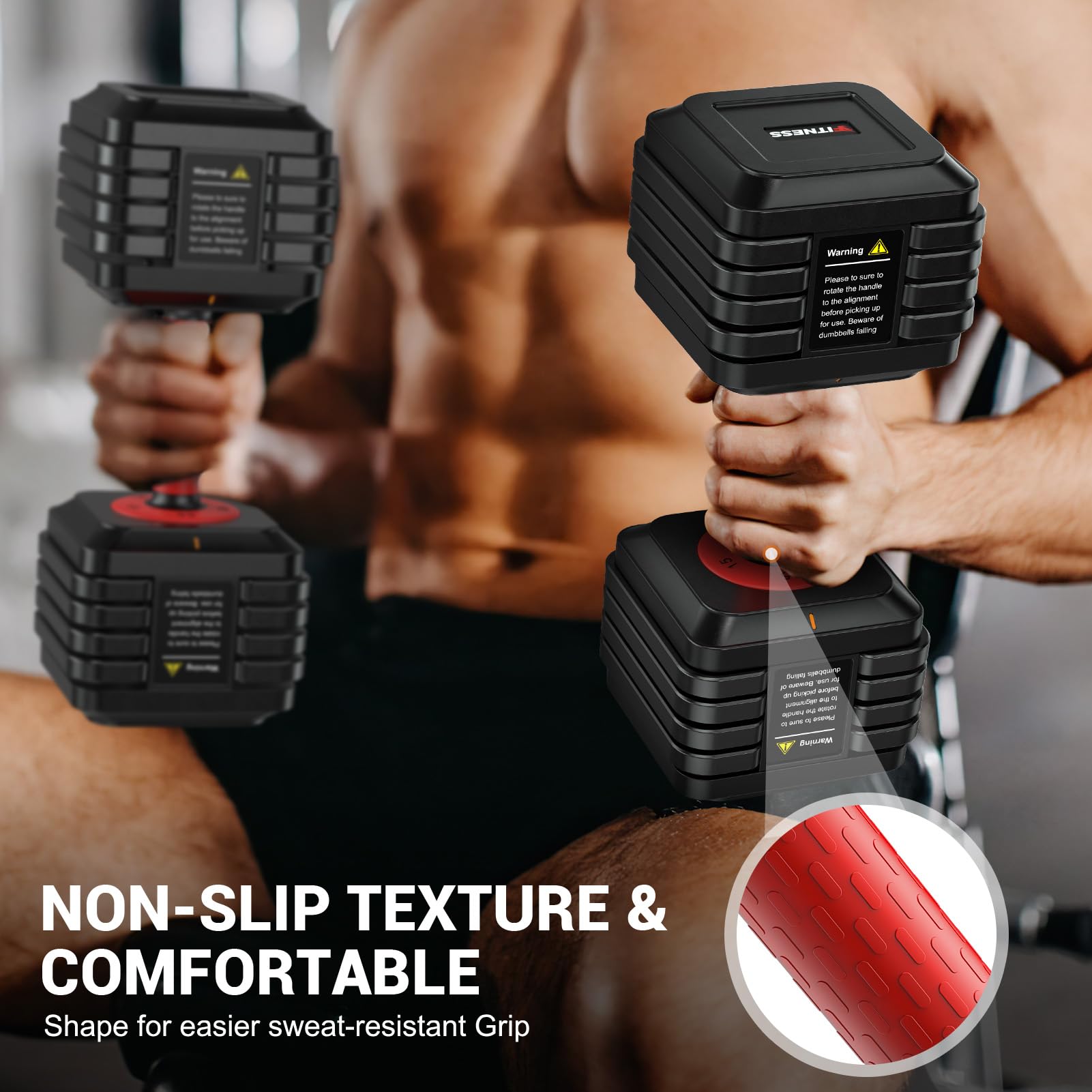 Adjustable Dumbbells Set of 2 - 5 to 50 lbs Quick Change Weights with Anti-Slip Grip - Home Gym Equipment for Men & Women - Perfect for Strength Training, HIIT Workouts, and Home Fitness