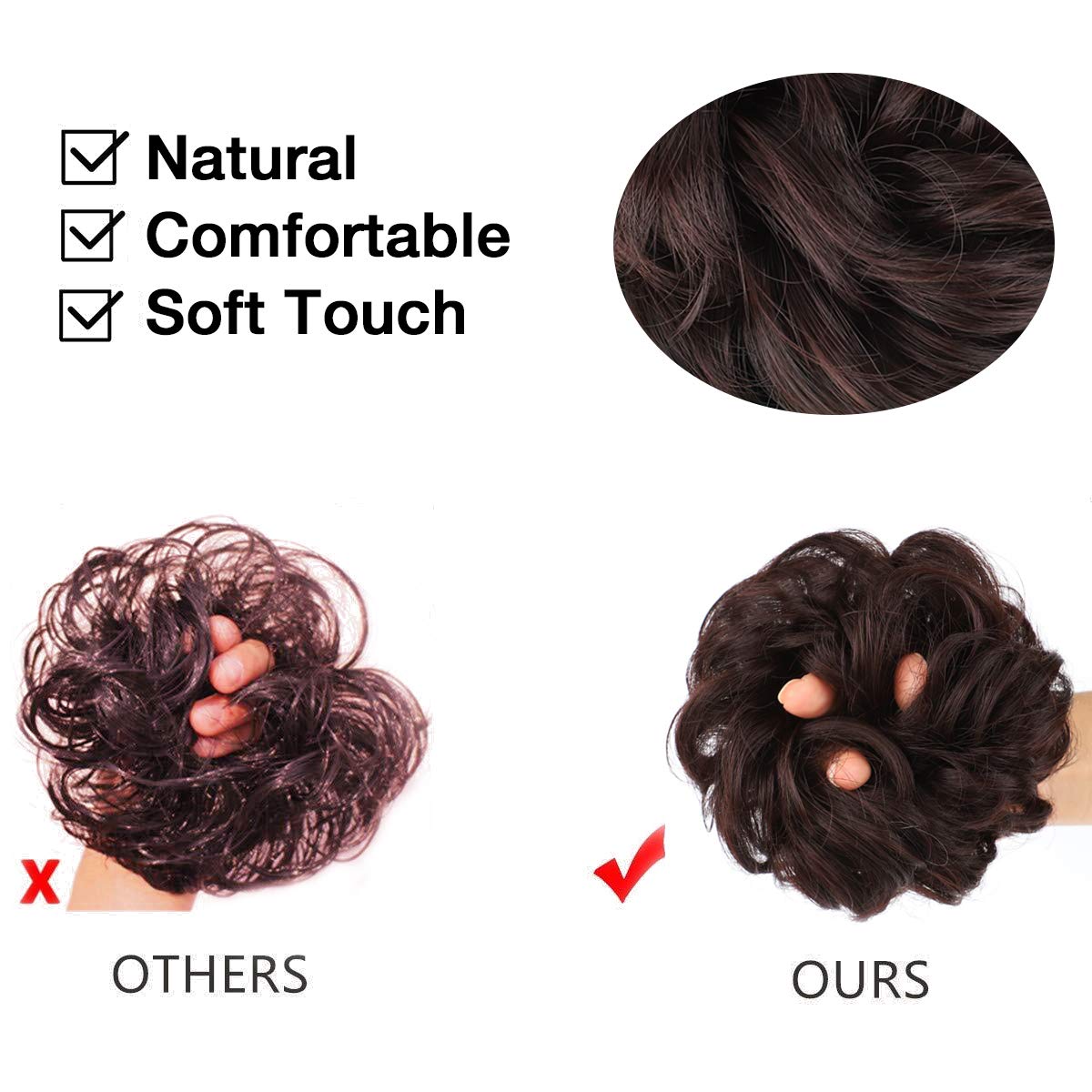 Curly Synthetic Messy Hair Bun Hair Scrunchies Extension - Perfect for Messy Bun Hairstyles, Ponytail Accessories & Everyday Hair Styling