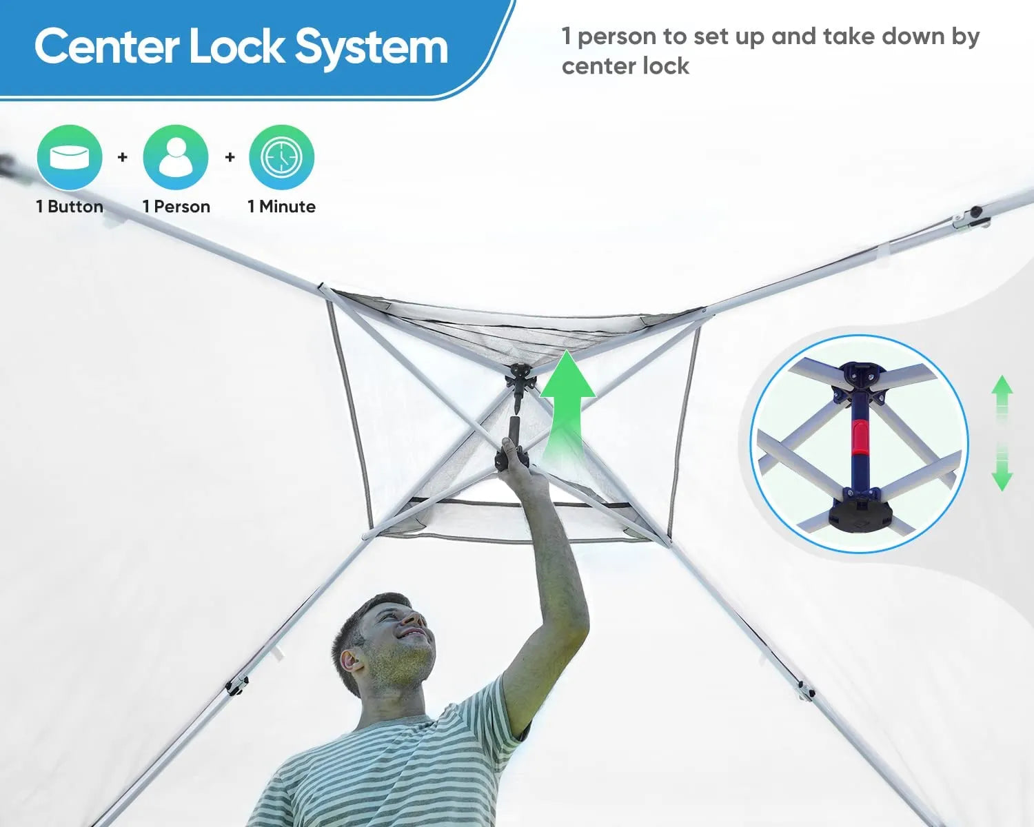 10' x 10' Pop Up Canopy Tent - Easy One Person Setup, Instant Shelter for Outdoor Events, Camping, Beach Parties, and Farmers Markets