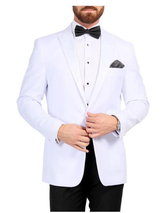 Men's White Slim Fit Peak Lapel Tuxedo Dinner Jacket - Formal Wedding Suit, Prom Blazer, Gala & Evening Wear for Special Occasions