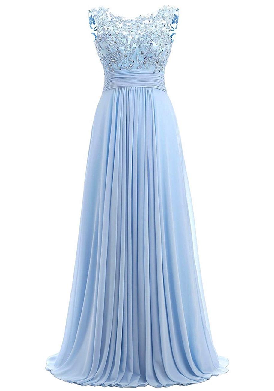 Elegant Long Beaded Chiffon Bridesmaid Dress for Women - Formal Prom Gown for Weddings, Parties & Special Occasions