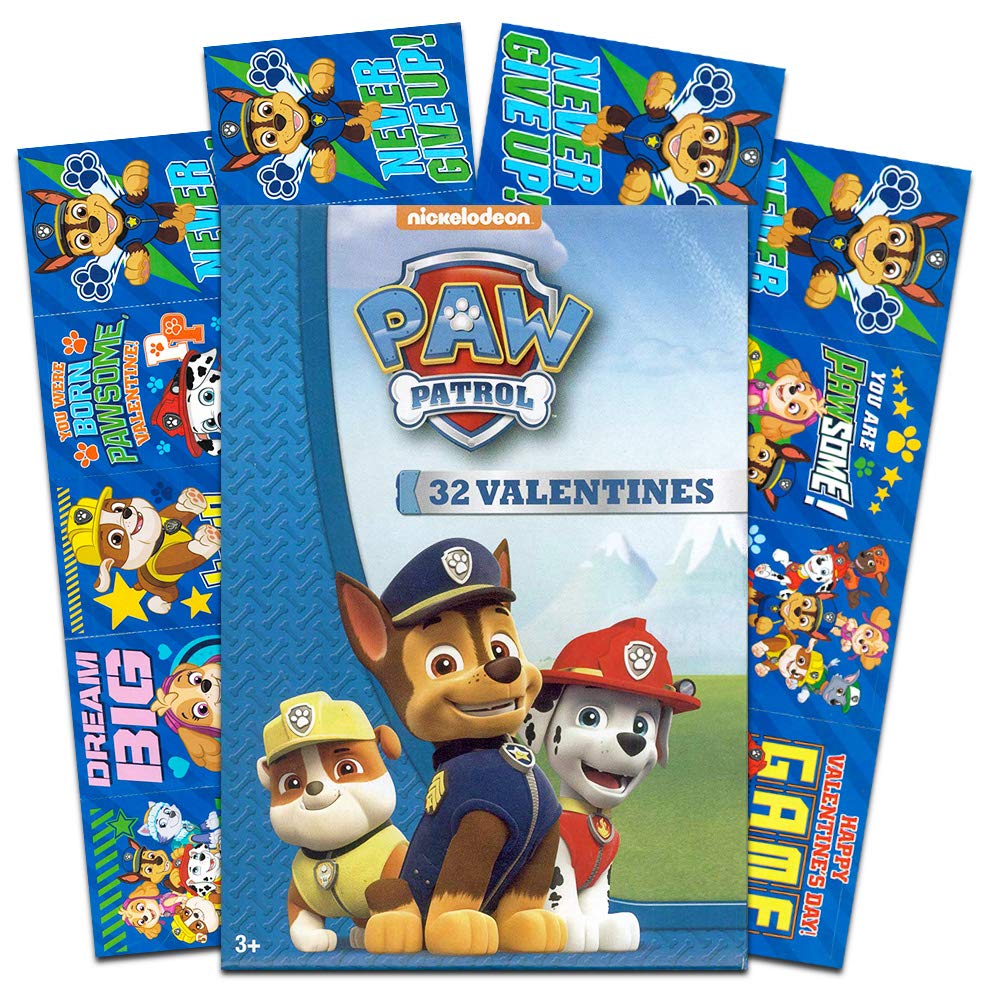 Paw Patrol Valentine's Day Cards for Kids - Box of 32 Assorted Greeting Cards for Classroom Exchange & Party Favors