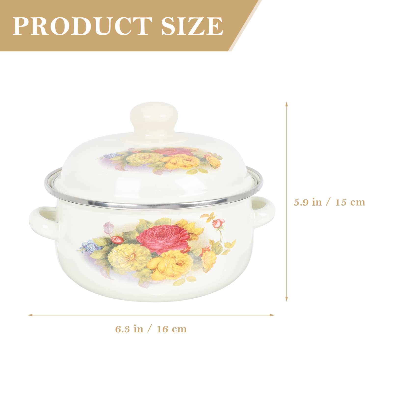 Premium Enamel Double Ear Soup Pot - 5QT Enamel Cooking Pot with Lid, Multi-Functional Stew Pot for Home Kitchen, Perfect for Soups, Stews & Slow Cooking - Durable Flat Bottom Stockpot for Gas & Induction Stoves