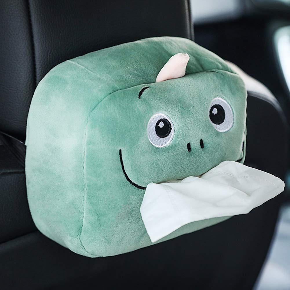 Creative Car Tissue Box Holder - Cute Cartoon Multifunctional Hanging Tissue Dispenser for Car, Auto Napkin Organizer with Storage Pocket (Perfect for Road Trips & Daily Commute) #B