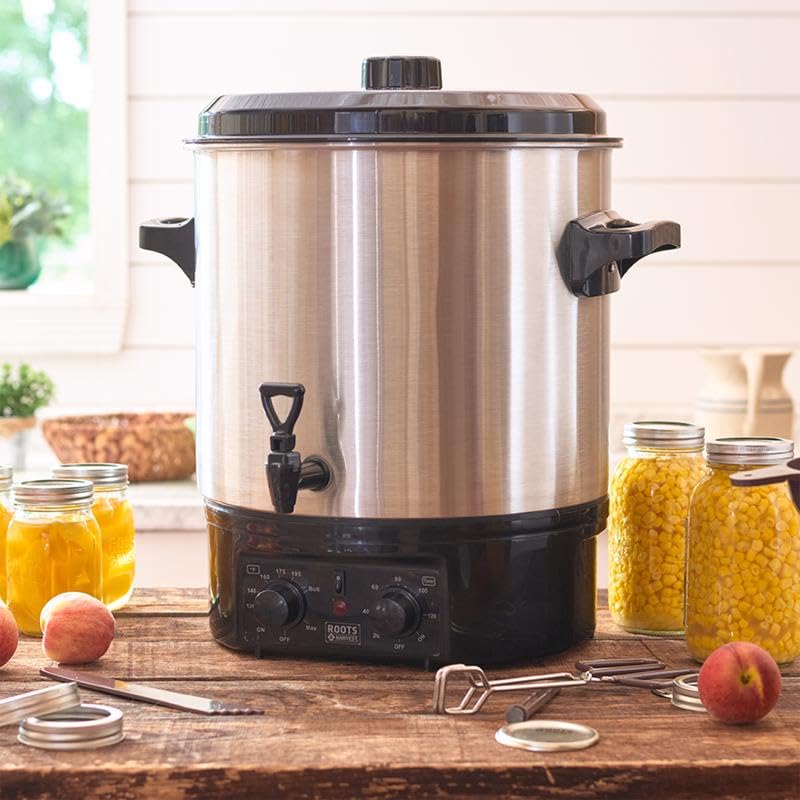 Roots & Harvest 7.13 Gallon Water Bath Canner for Home Canning - Perfect for Preserving Jams, Pickles, and Fruits (1 Pack) - Ideal for Homemade Preserves and DIY Canning Projects
