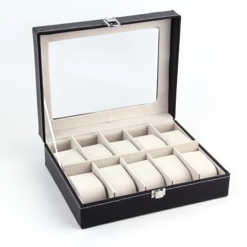 Premium Leather Watch Box with Pearl Fleece Lining - Luxury Jewelry Organizer for Men & Women - Perfect for Travel, Gifts & Watch Collection Storage
