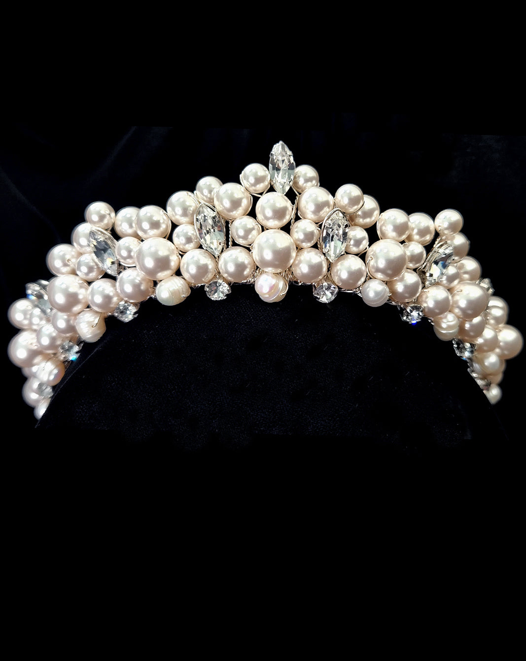 Elegant Bridal Headpiece with Dramatic Pearl Encrusted Crown | Pearlin by Kezani | Perfect for Weddings, Prom & Special Occasions