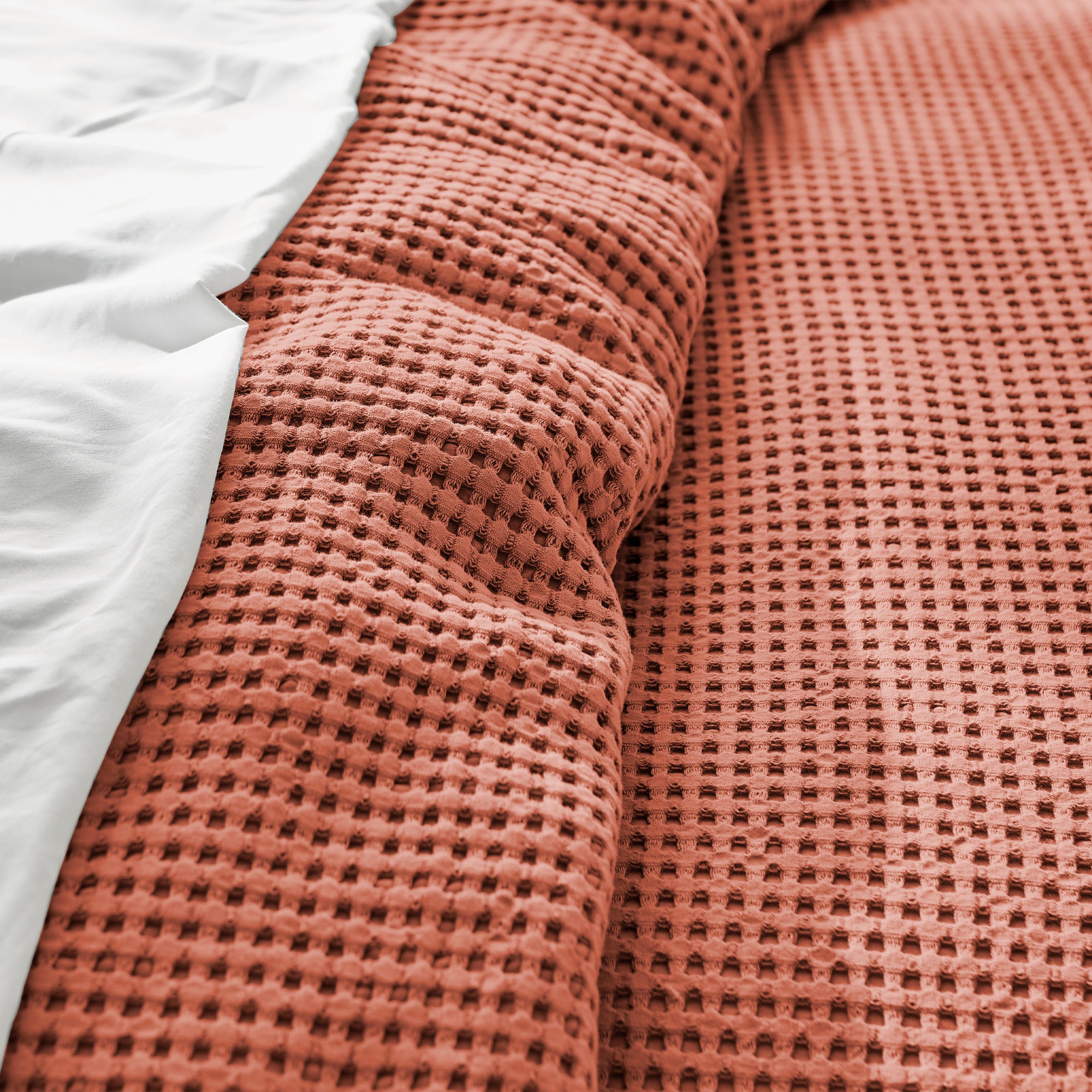 Mills Waffle Duvet Cover Set - Soft Textured Bedding for Cozy Comfort - Perfect for Master Bedroom, Guest Room & Dorm Decor
