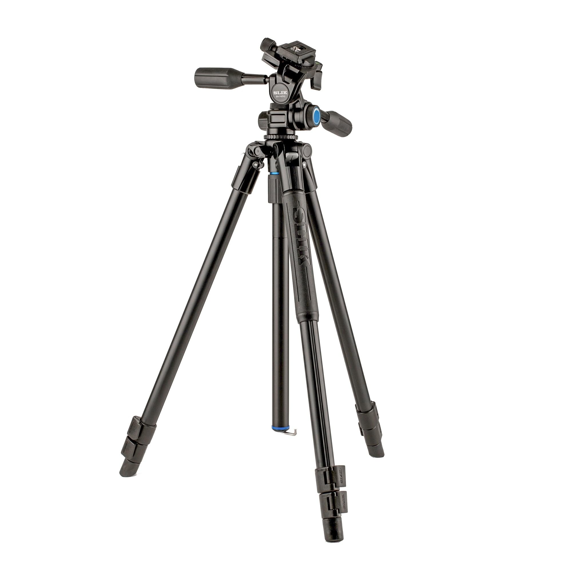 SLIK PRO AL-323-3WFC Professional Aluminum Tripod with SH-747FC 3-Way Pan Head & Friction Control - Heavy Duty Camera Stand for DSLR, Video & Photography - Perfect for Outdoor, Studio & Travel Use