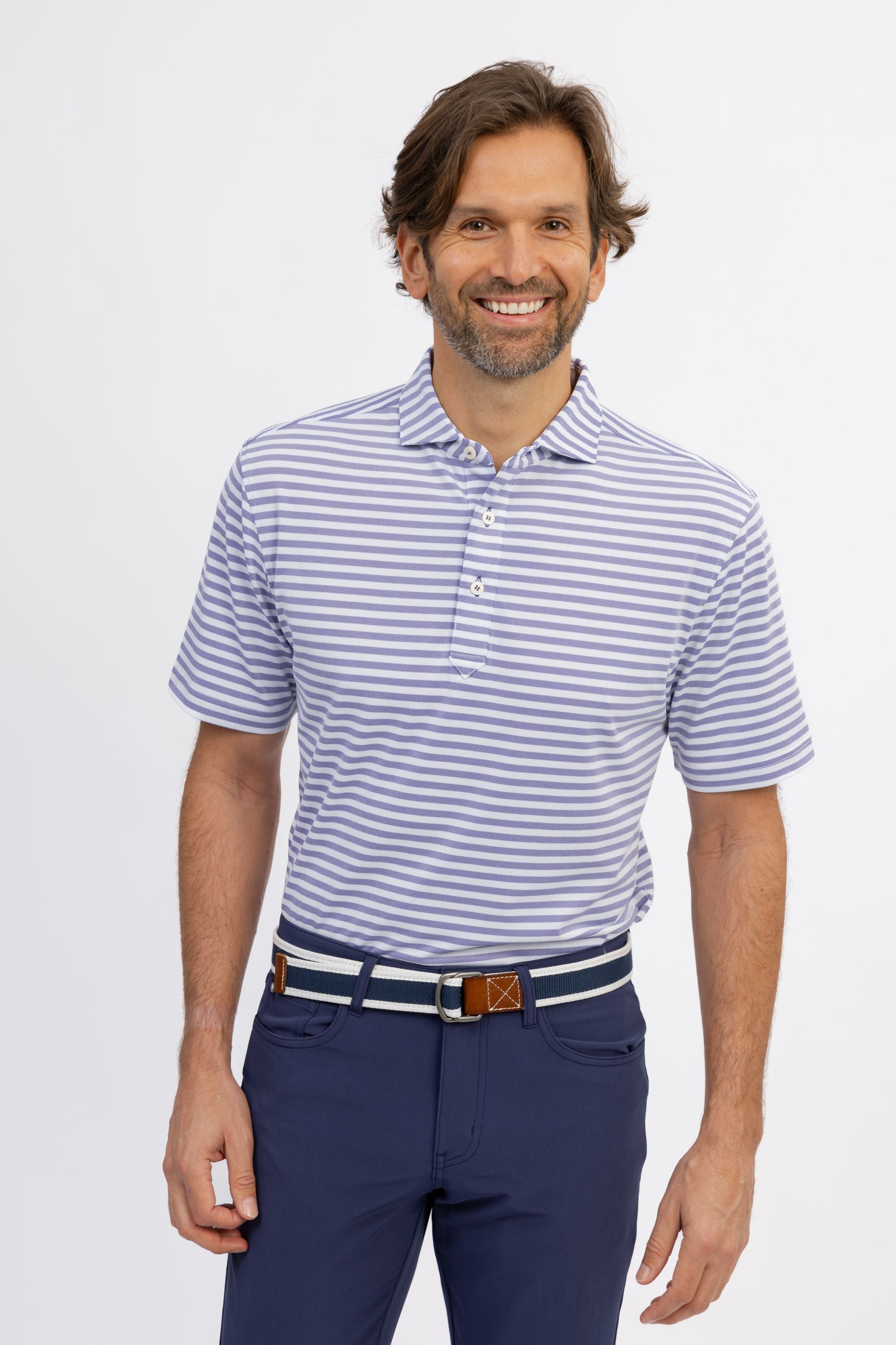 Sampson Stripe Polo Shirt for Men - Classic Casual & Business Wear - Perfect for Office, Golf, and Outdoor Activities