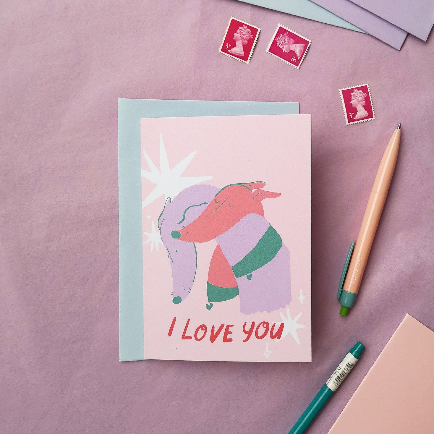 Bryony Moss The Neck Hug Greeting Card - Heartwarming Friendship Card for Best Friends, Long Distance Relationships - Perfect for Birthdays, Anniversaries & Just Because Moments