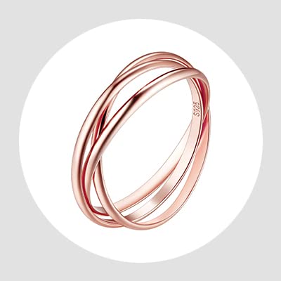 A. Triple Interlocked Ring/Rose Gold Plated