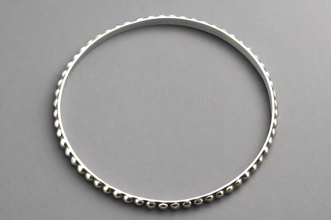 Mini Bead Bangle Bracelet - Sterling Silver Jewelry for Women, Elegant Stackable Bangle for Everyday Wear & Special Occasions