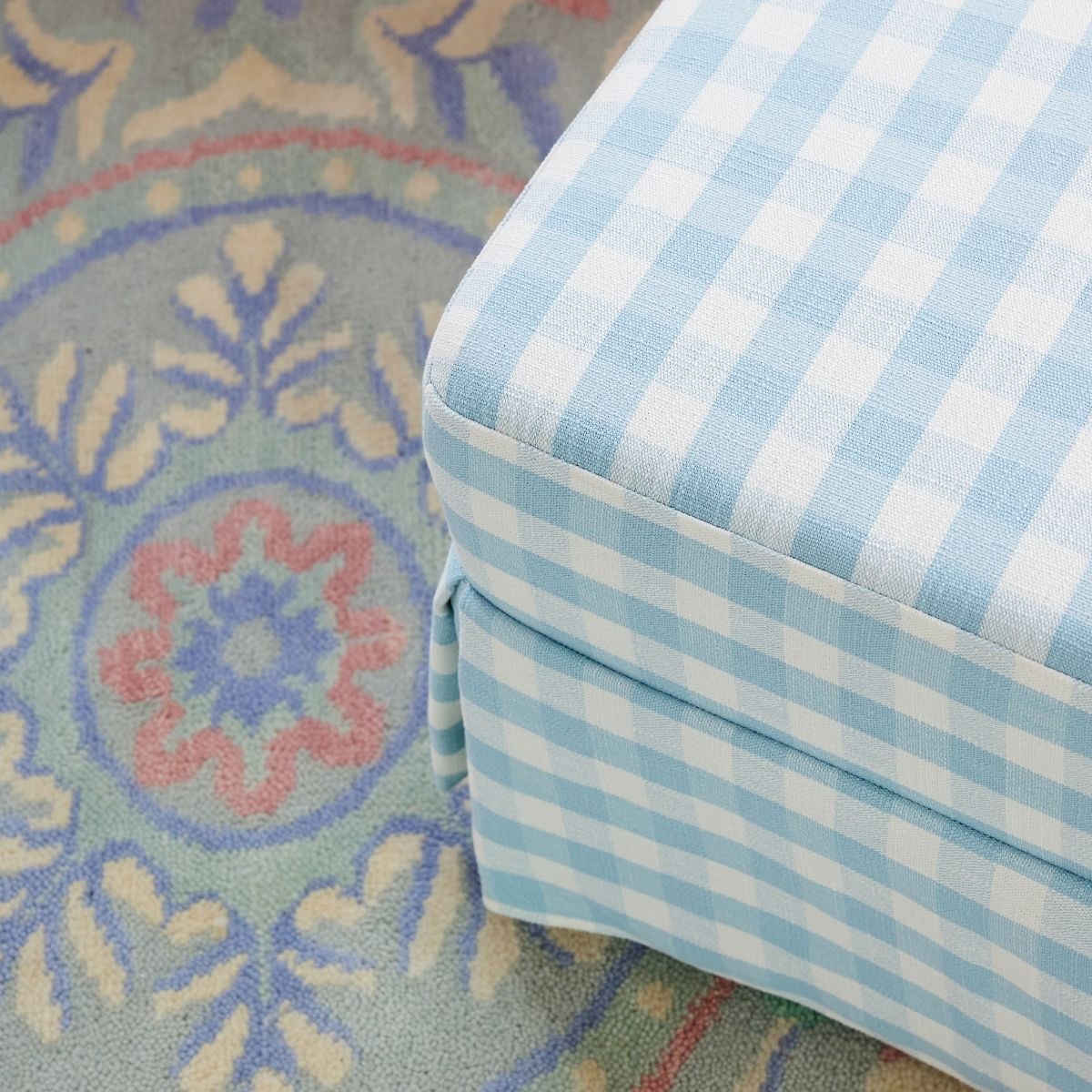 Powder Blue Gardenia Rug - Soft Floral Area Rug for Living Room, Bedroom & Nursery - Home Decor & Cozy Floor Mat
