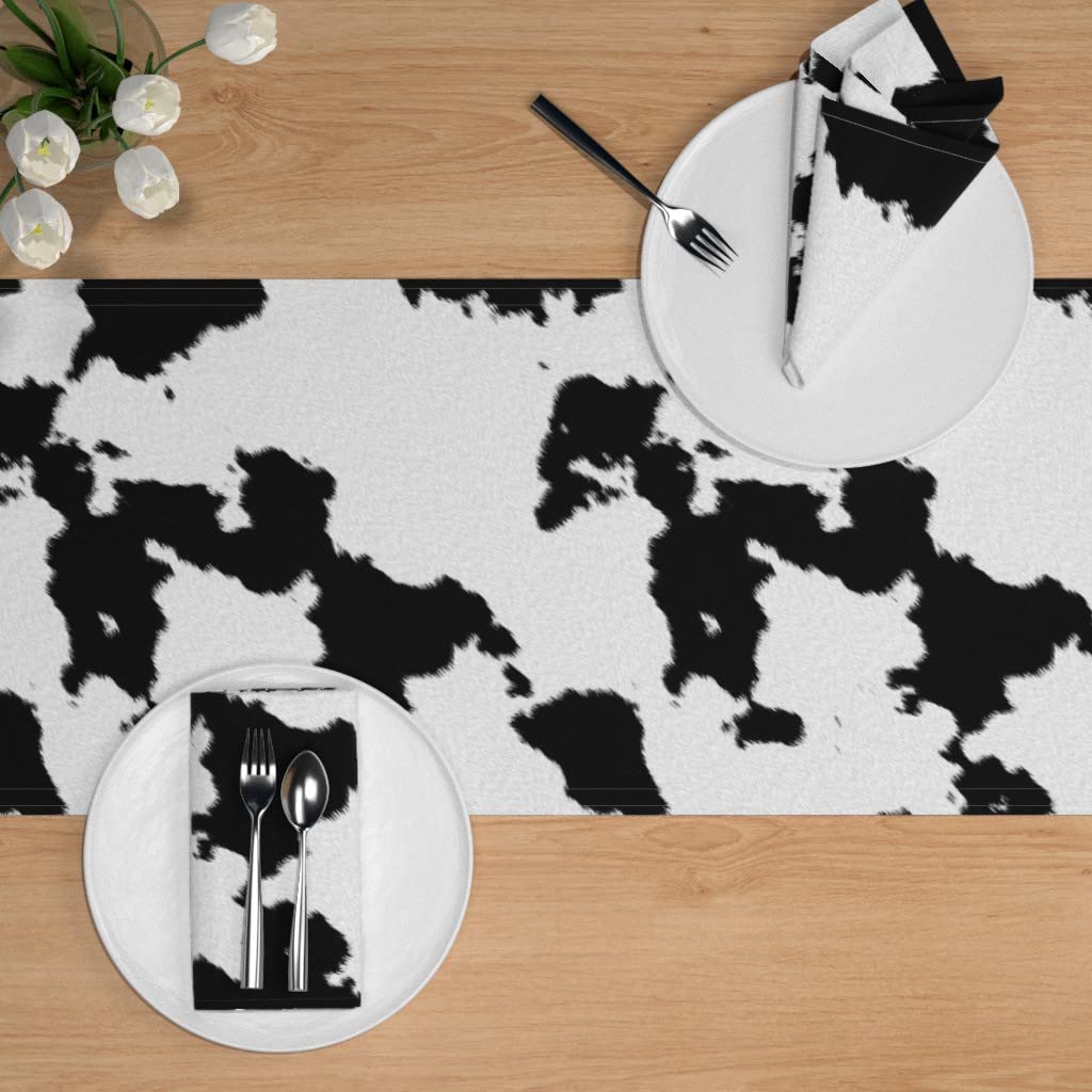 Custom Dairy Cow Print Cotton Sateen Table Runner 108