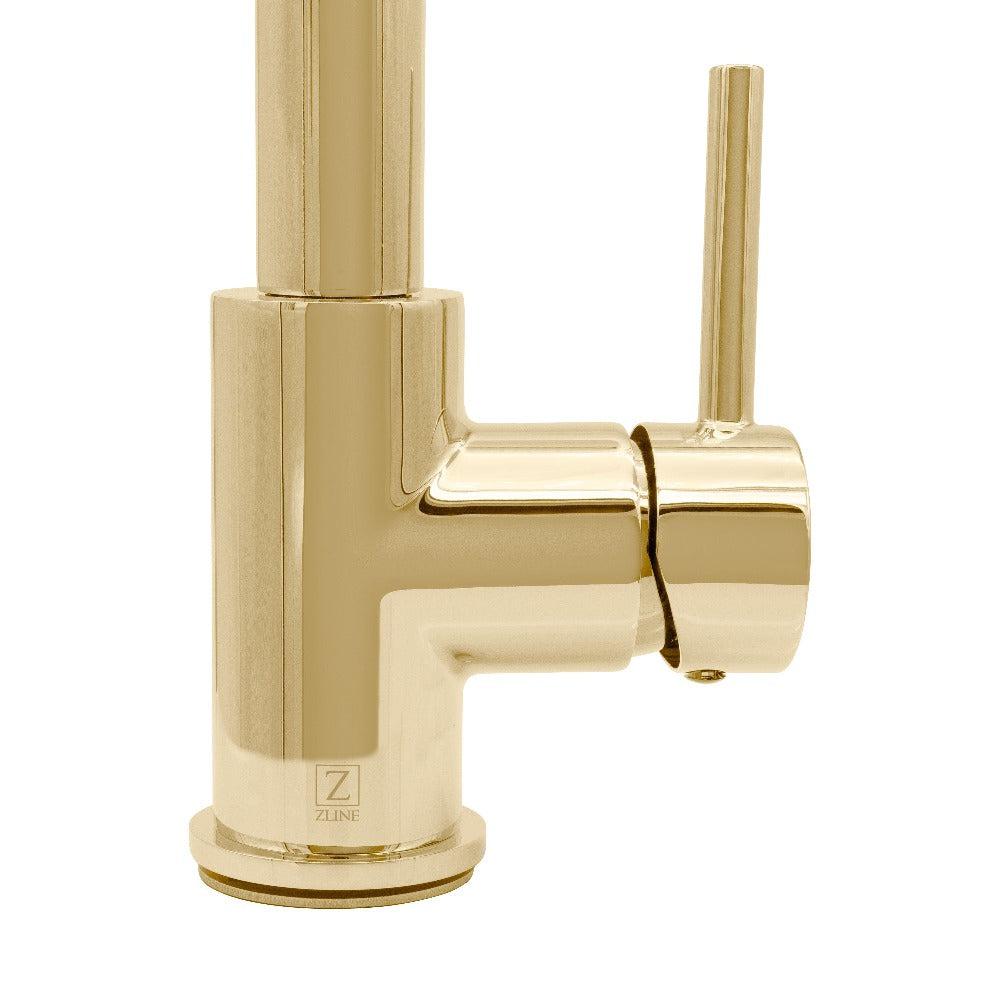 ZLINE Dante Pull Down Single Handle Kitchen Faucet in Polished Gold - Modern Touchless Design for Easy Cooking & Cleaning (DNT KF PG) | Perfect for Farmhouse, RV & Small Kitchen Sinks