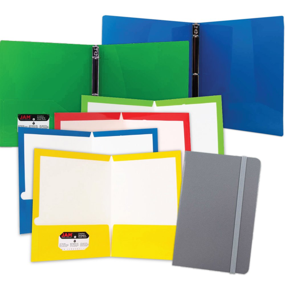 JAM PAPER School Supplies Set - 4 Folders, 2 Binders & Journal for Students