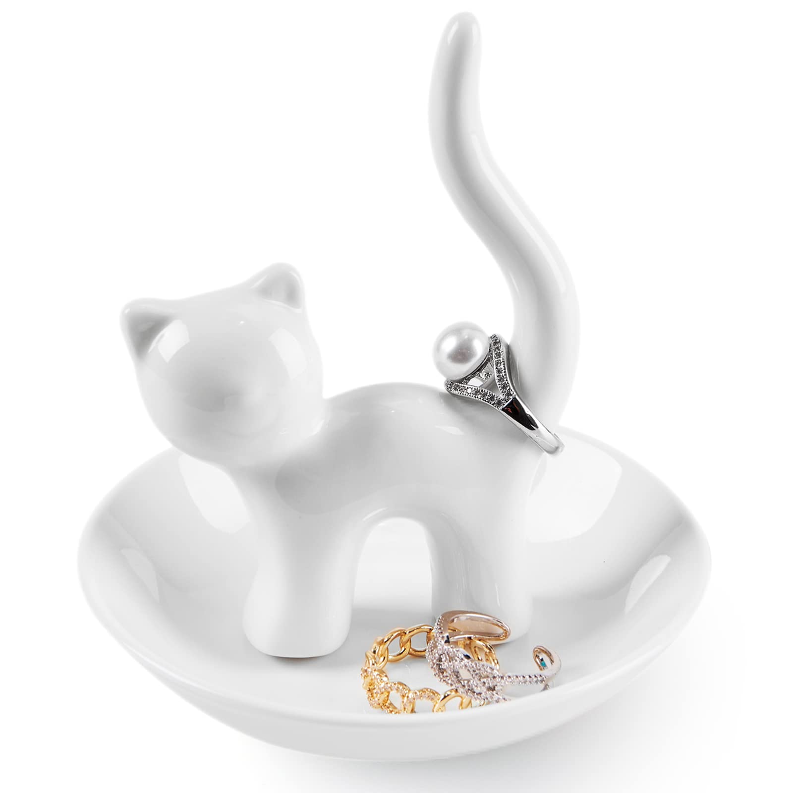 Funny Cat Ring Holder Dish - Cute Cat Themed Jewelry Tray for Women, Cat Lovers Gift for Her Birthday, Christmas & Valentine's Day - Perfect Cat Decor for Home, Office & Vanity Organizer