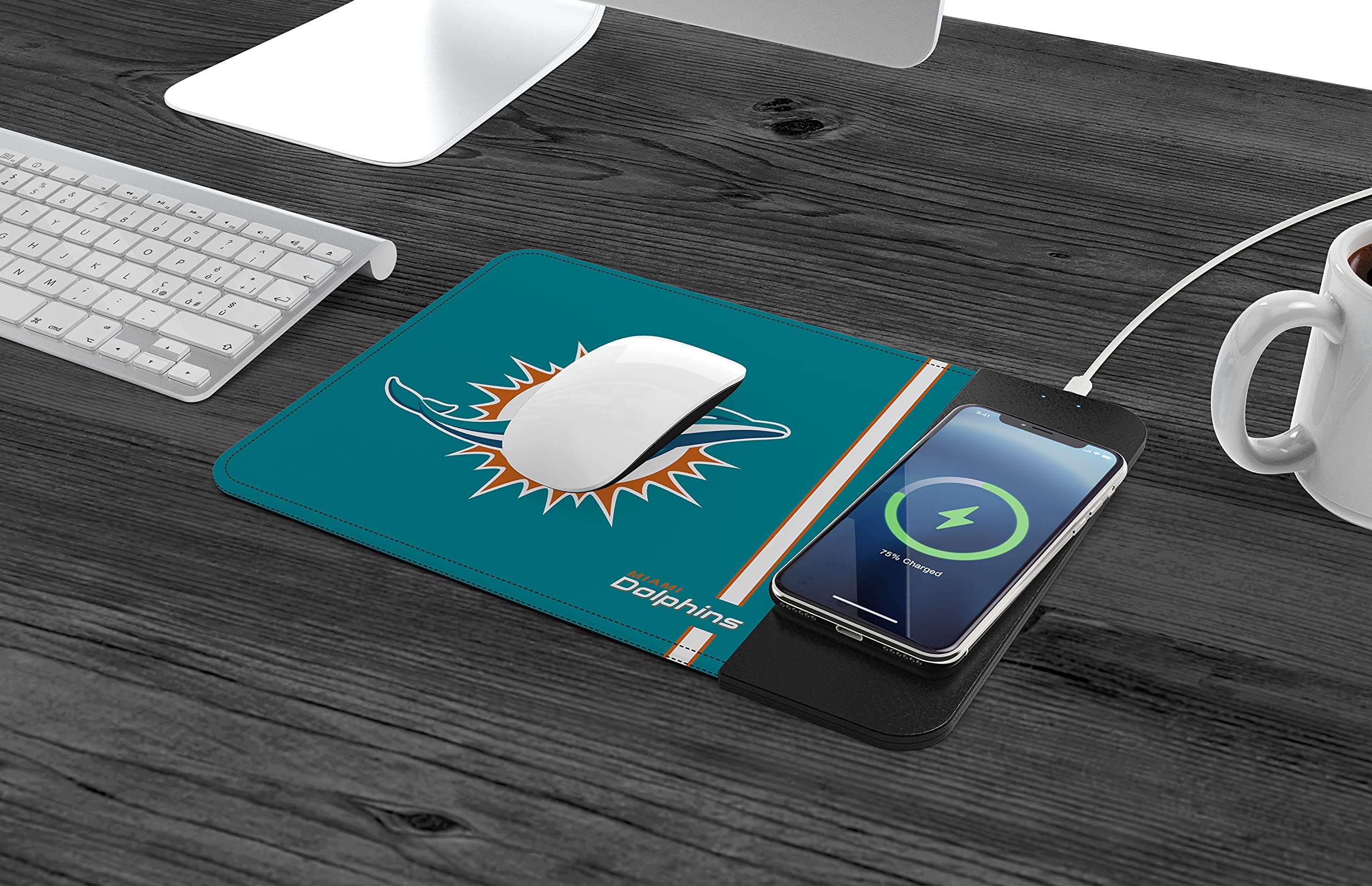 SOAR NFL Team Logo Wireless Charging Mouse Pad with Fast Qi Charging - Perfect for Gaming, Office, and Home Desk Setup