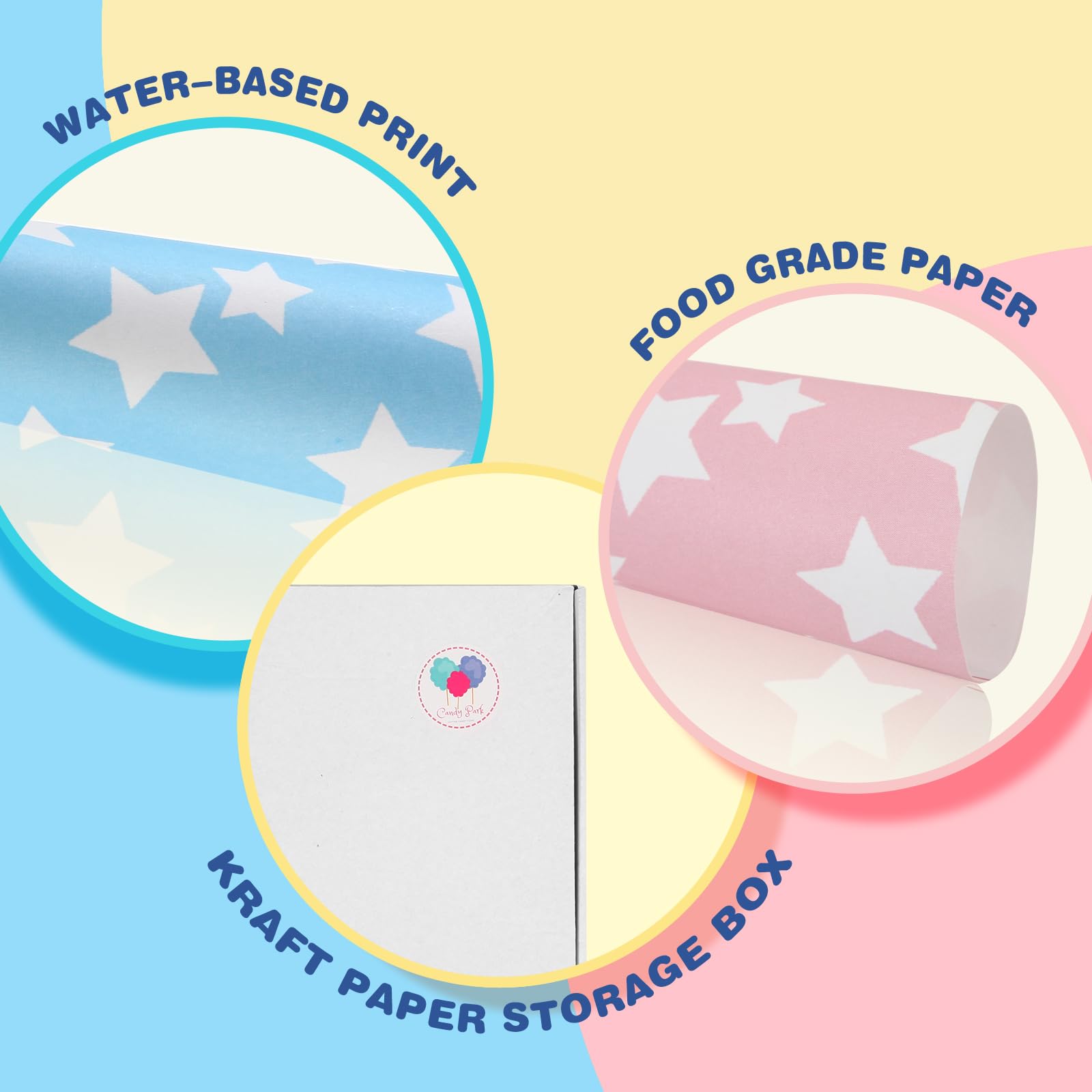 100 Pack Rainbow Star Cotton Candy Cones - Premium Multicolor Paper Cones for Cotton Candy Machines & Candy Floss Sugar - Perfect for Birthday Parties, Carnival Events & Sweet Treats