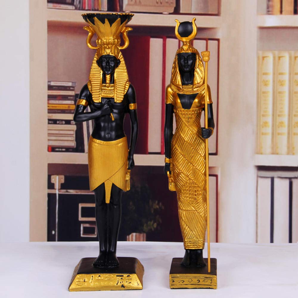 Egyptian Pharaoh Statue Set - 2Pcs Handcrafted Resin Cleopatra & Pharaoh Sculptures for Home Decor, Office Display, Gift & Ancient Egypt Theme Party Decorations