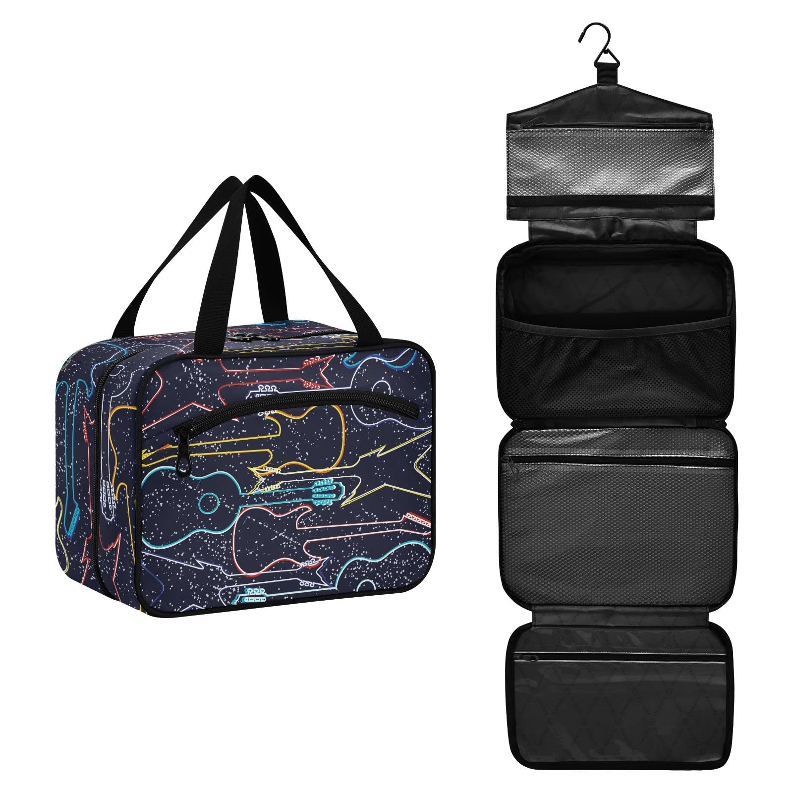 CHIFIGNO Blossoming Almond Tree Travel Toiletry Bag with Hanging Hook - Waterproof Cosmetic Organizer for Makeup Brushes, Shaving Kit & Toiletries - Perfect for Travel, Gym & Daily Use
