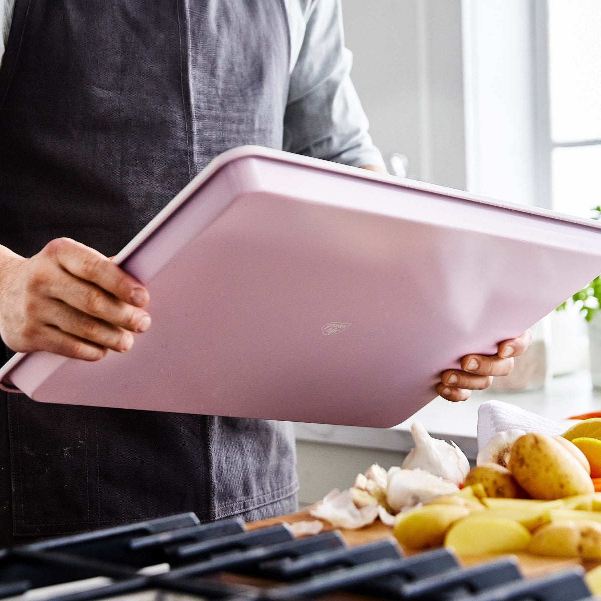 GreenLife Ceramic Nonstick 18 x 13 Inch Cookie Baking Sheet - Pink | Oven Safe, Non-Toxic & Eco-Friendly | Perfect for Cookies, Roasting Veggies & Sheet Pan Meals