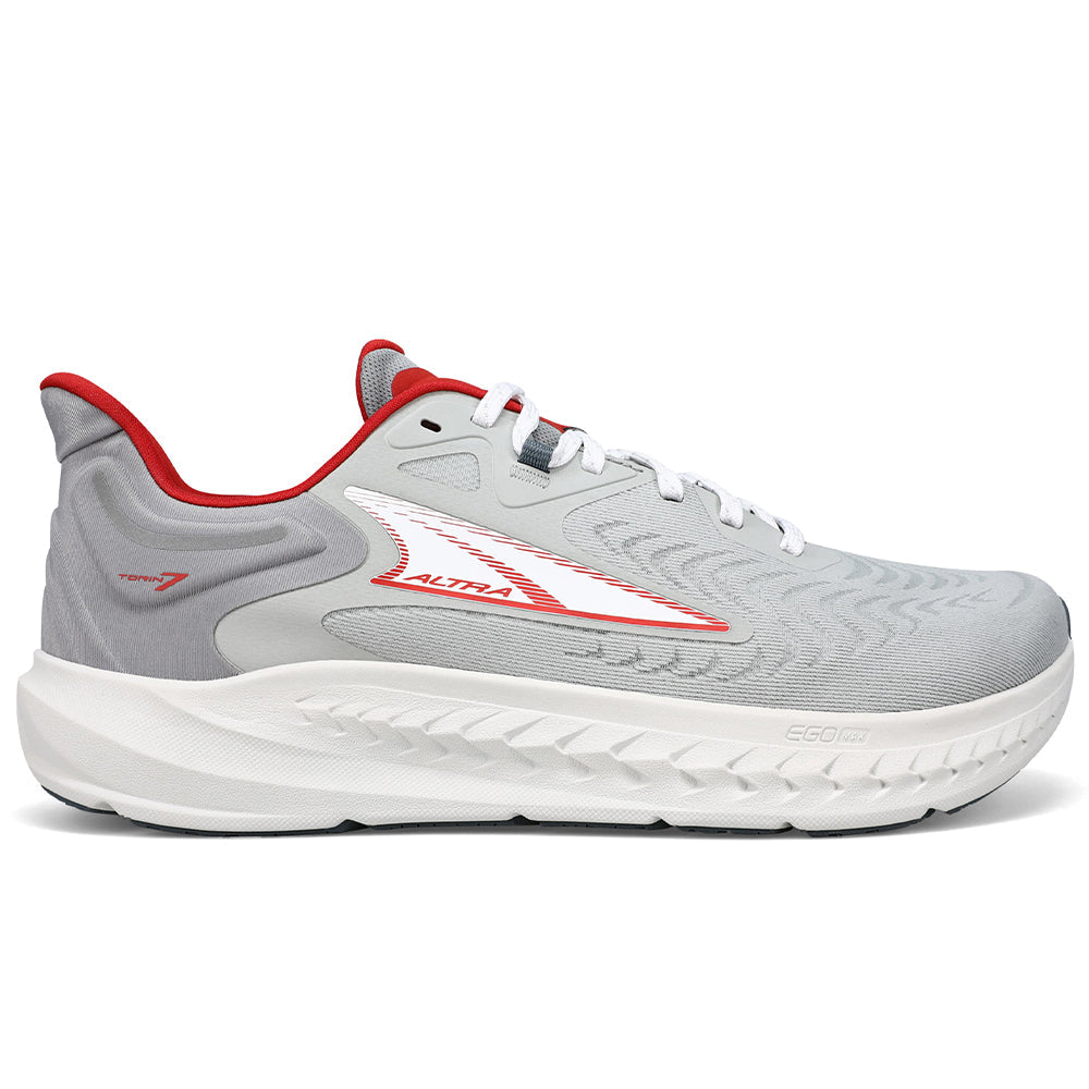 **Men's Altra Torin 7 Running Shoes - Gray/Red - Size 8.5 D Medium - Lightweight & Cushioned for Road Running & Daily Training**