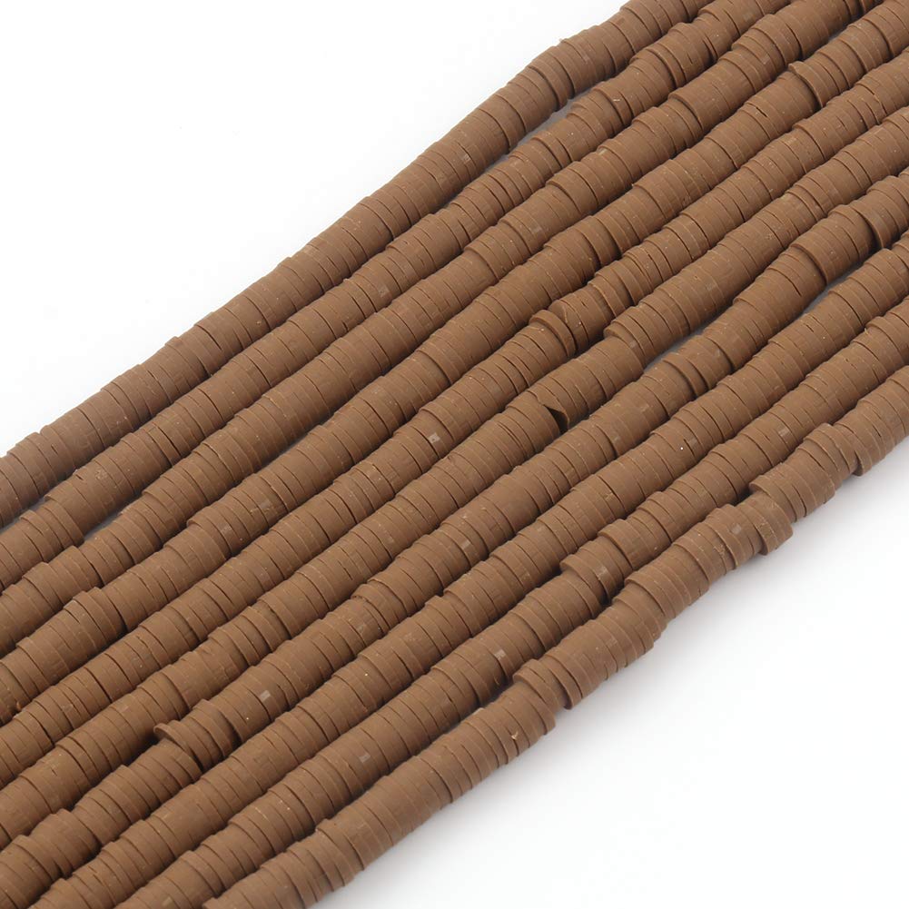 3600pcs Light Coffee Polymer Clay Beads for Jewelry Making - 6mm Flat Round Spacer Beads (10 Strands) - Perfect for DIY Bracelets, Necklaces & Earrings - Great for Crafting, Gifts & Boho Style Accessories