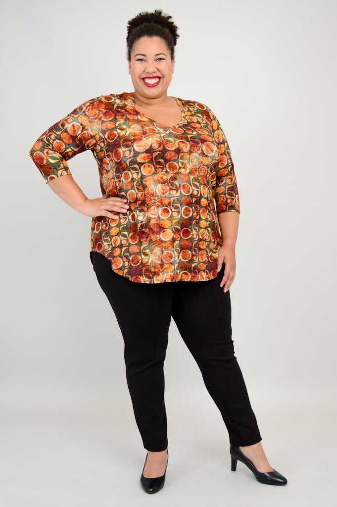 Jackie 3/4 Sleeve Women's Blouse - Walnut Brown Bamboo Fabric - Perfect for Casual Wear & Office Outfits