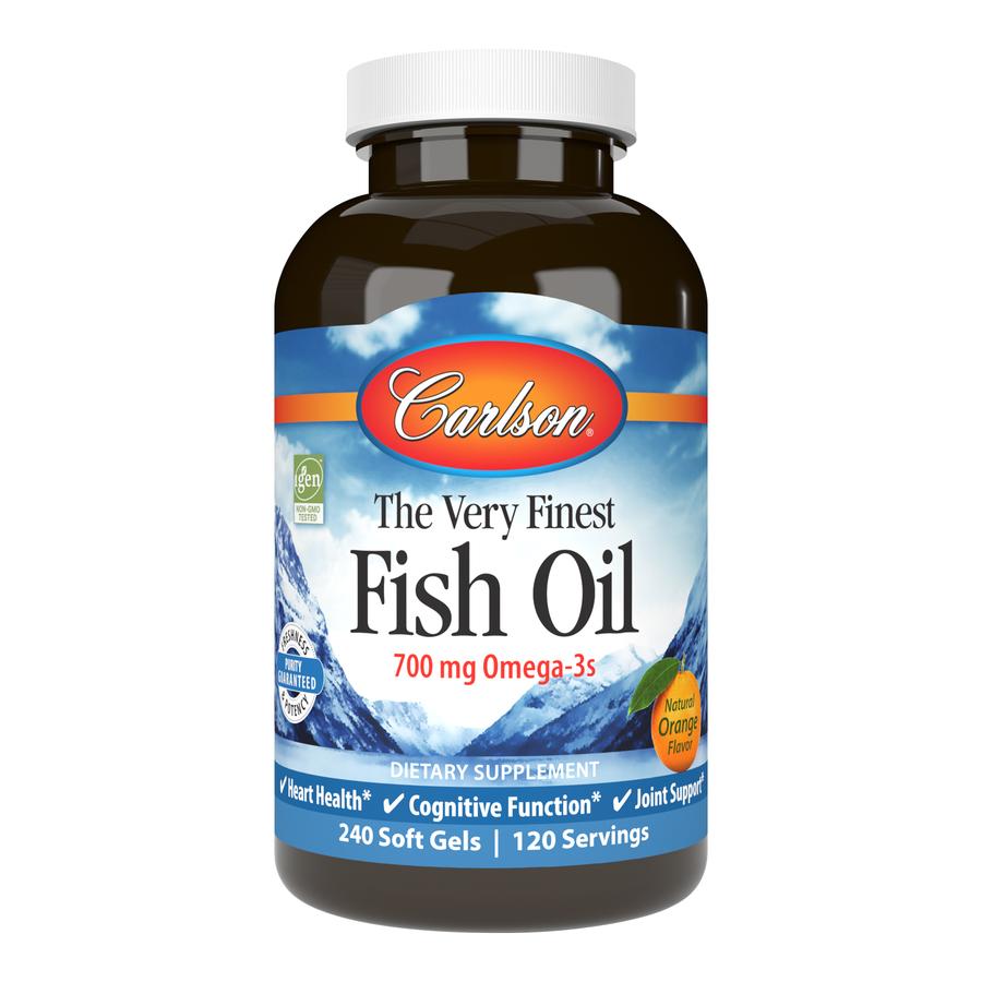 Carlson Labs The Very Finest Fish Oil Orange Flavor - 240 Softgels | Premium Omega-3 Supplement for Heart & Brain Health | Perfect for Daily Wellness & Active Lifestyle