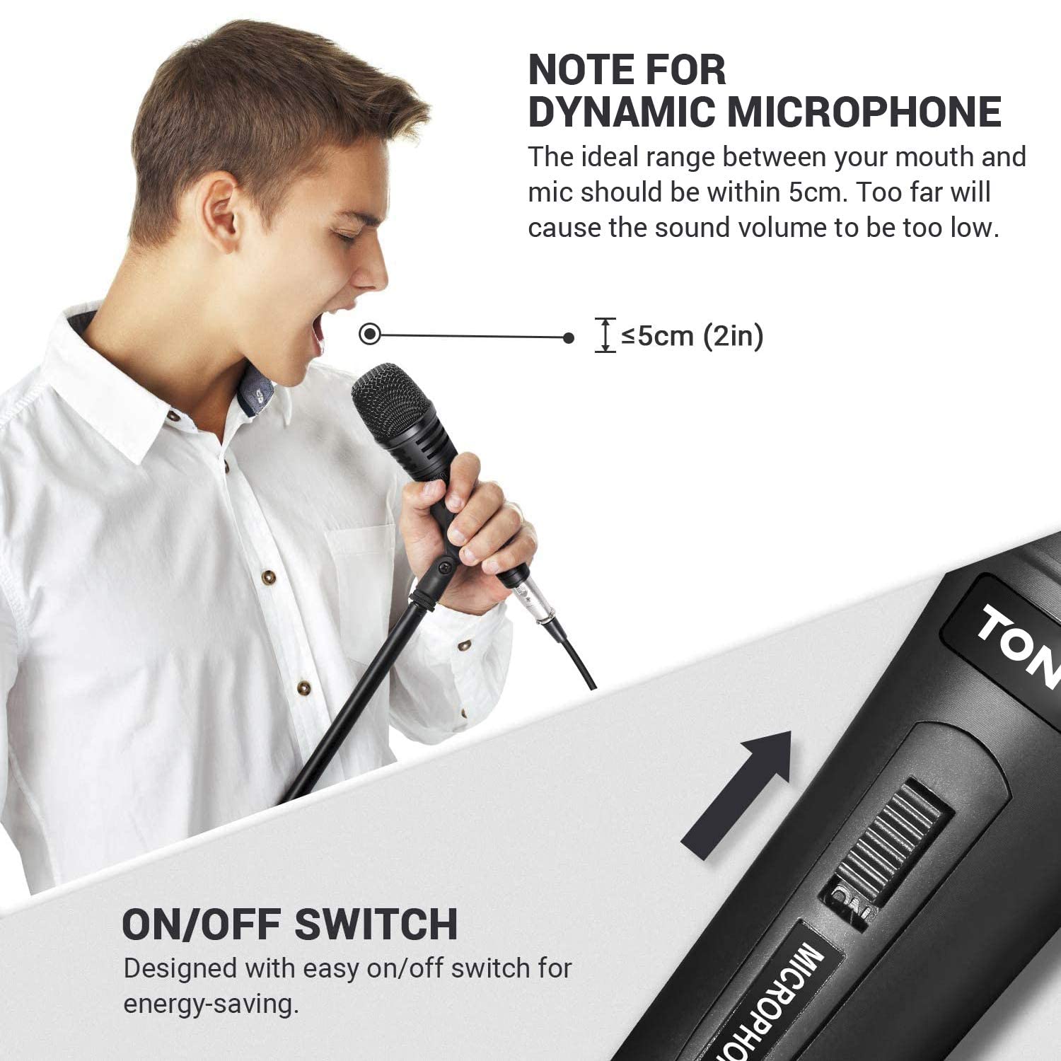TONOR K1 Professional Dynamic Vocal Microphone for Singing & Karaoke - Handheld Wired Mic with 5M XLR to 1/4
