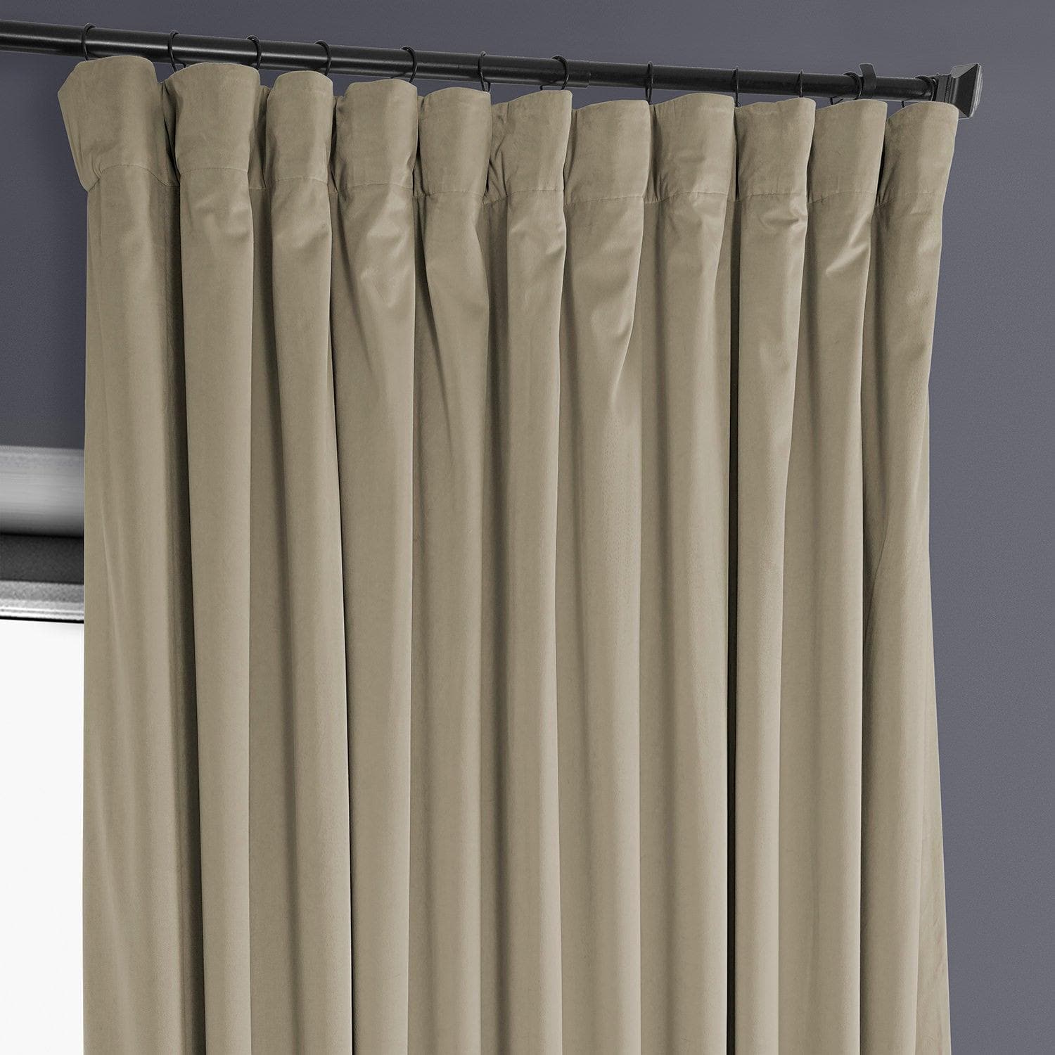 Light Beige Extra Wide Heritage Plush Velvet Blackout Curtains for Bedroom & Living Room - Soft Thermal Insulated Window Drapes for Light Control & Privacy