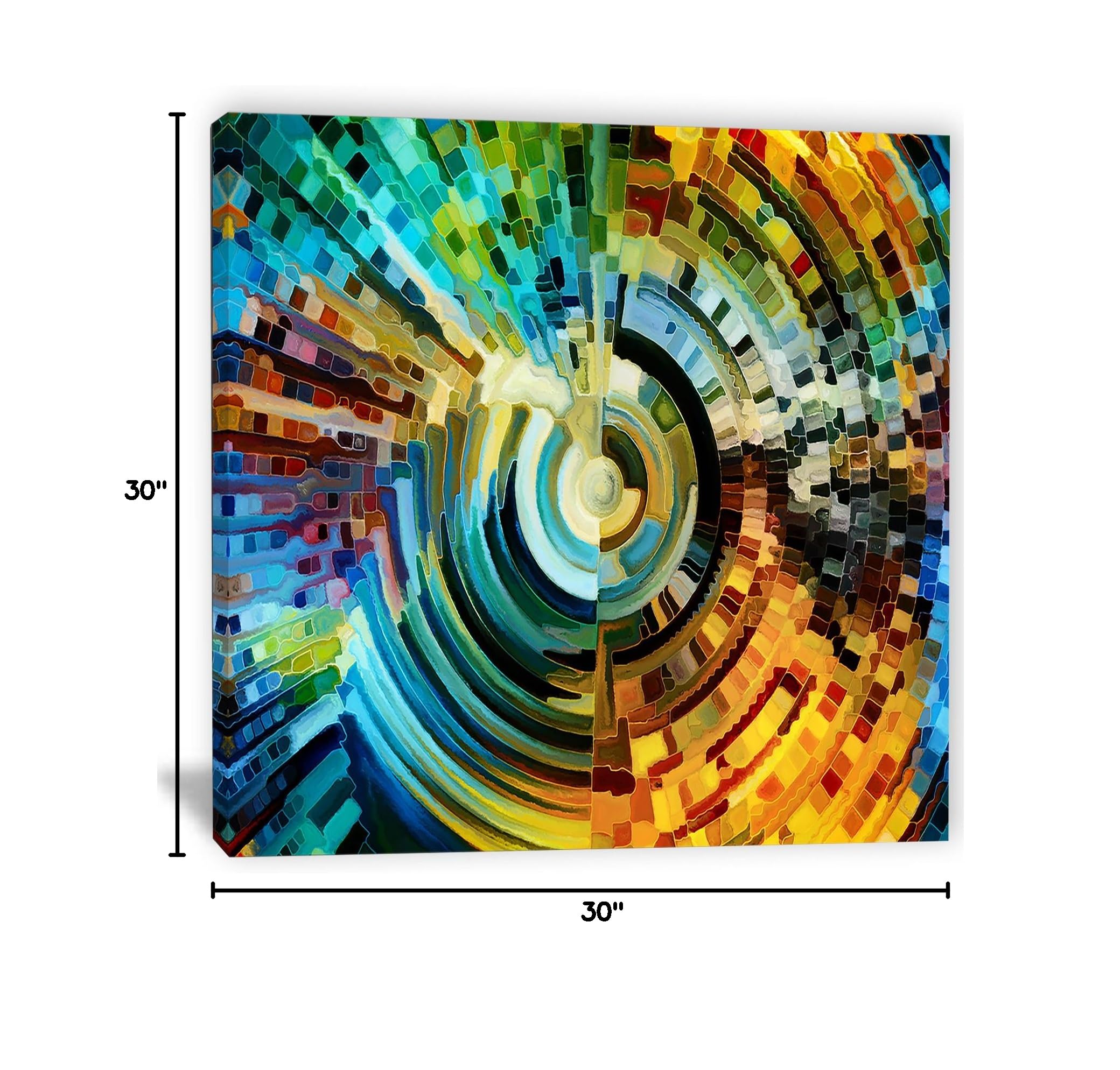 Designart Stained Glass Paths Canvas Wall Art - 30x30 Inches, Blue Abstract Painting - Perfect for Living Room, Bedroom & Office Decor