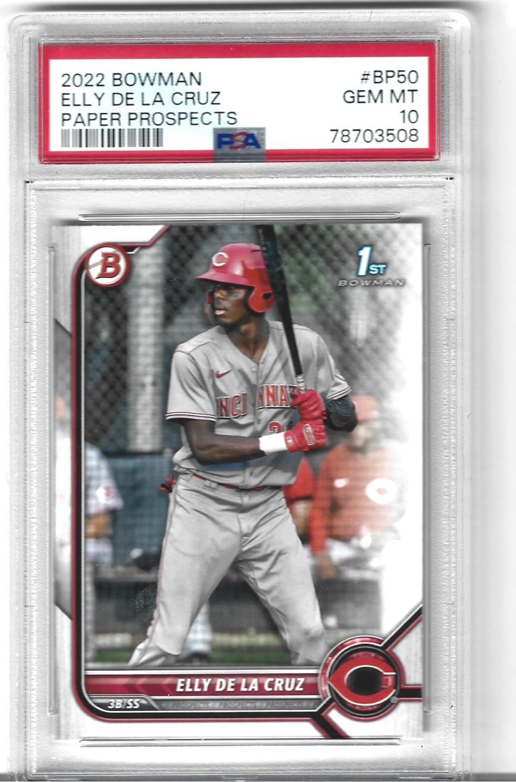 PSA 10 Graded Elly De La Cruz Rookie Baseball Card - 1st Bowman Chrome Superstar Player Collectible for Sports Memorabilia & Investment