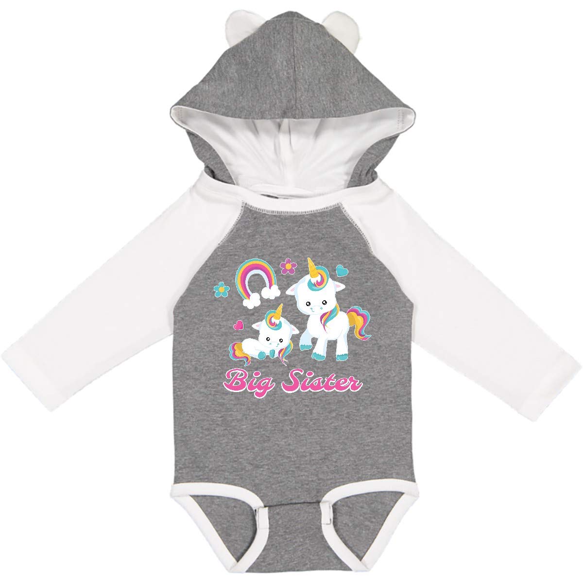 Inktastic Big Sister Long Sleeve Baby Bodysuit - Soft Cotton Creeper for Newborn Girls & Toddlers - Perfect for Family Photos, Sibling Matching Outfits & Special Occasions