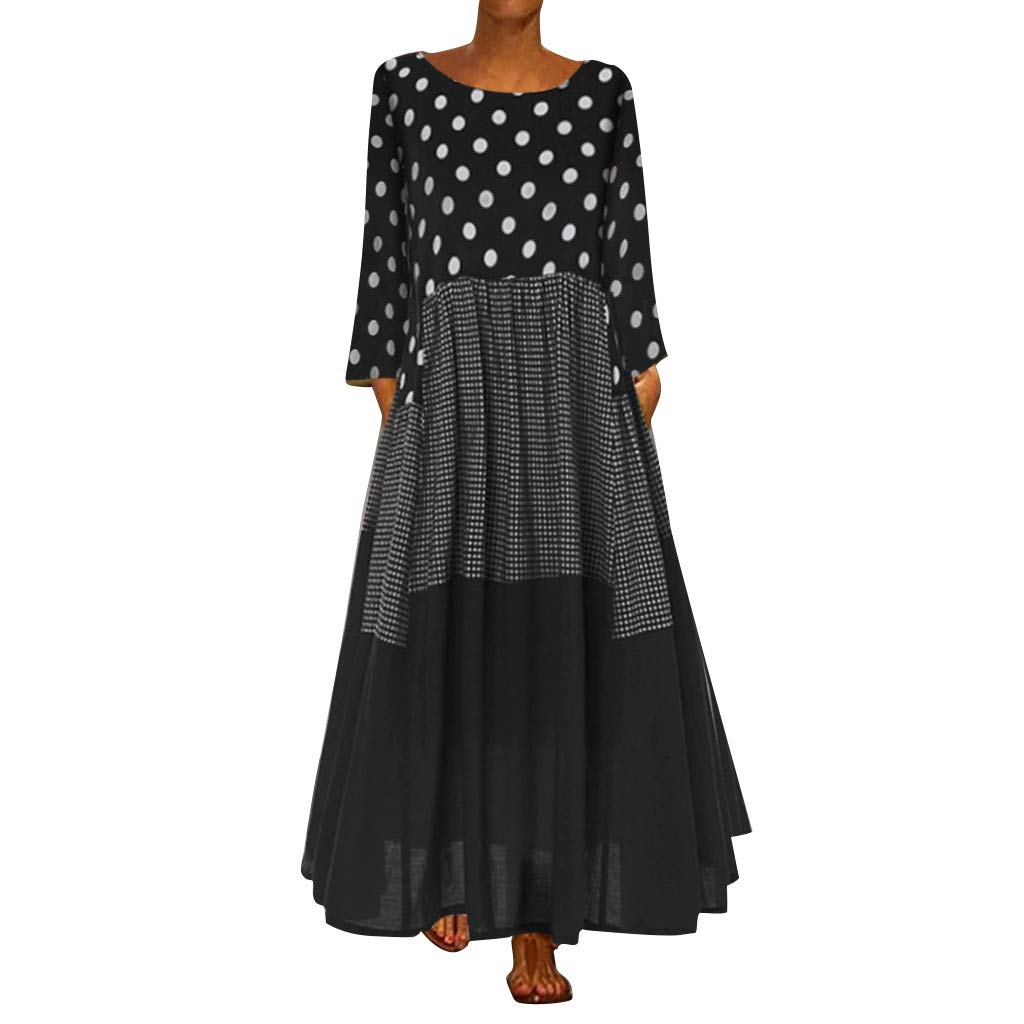 Plus Size Vintage Floral Print V-Neck Long Sleeve Maxi Dress for Women | Elegant Flowy Midi Dress for Casual Wear, Date Night & Special Occasions