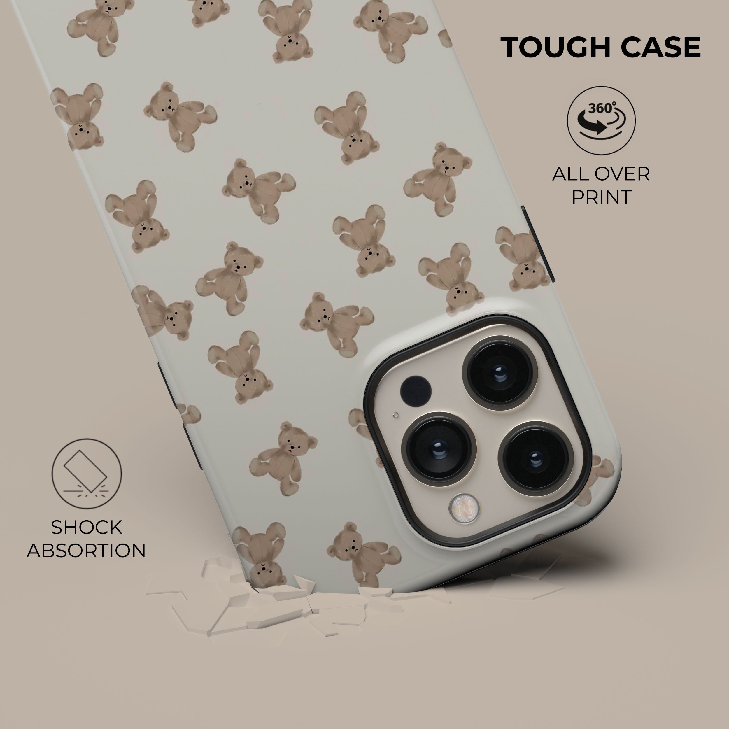 Bear Hugs Cute Animal Phone Case - Durable Protective Cover for iPhone & Samsung - Perfect Gift for Kids & Teens - Use at Home, School, or Travel