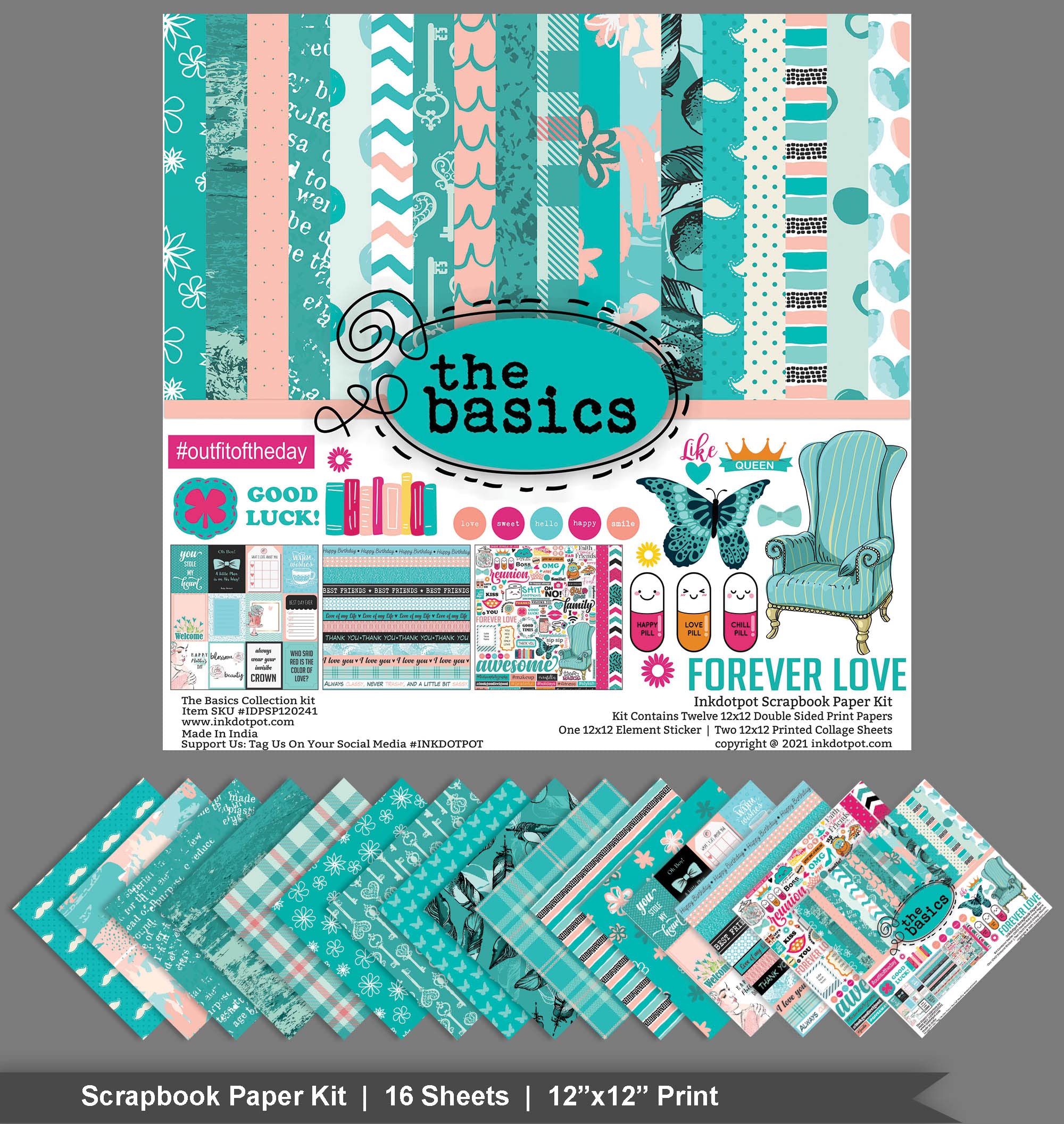 Inkdotpot The Forever Love Double-Sided Scrapbook Paper Kit - 12