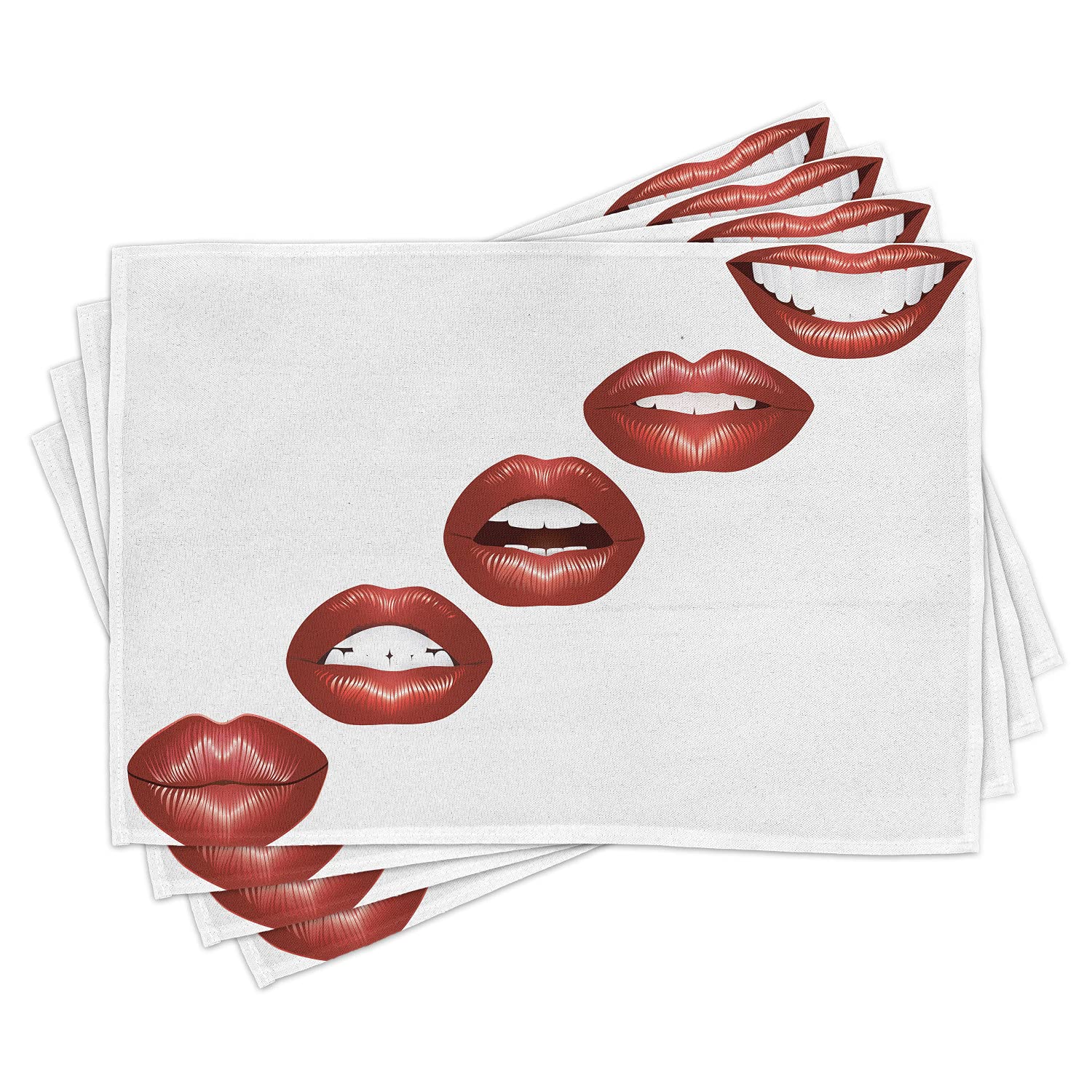 Ambesonne 4-Pack Washable Fabric Placemats for Dining Table - Waterproof Kitchen Table Mats Set for Home Decor, Dinner Parties & Holiday Gatherings