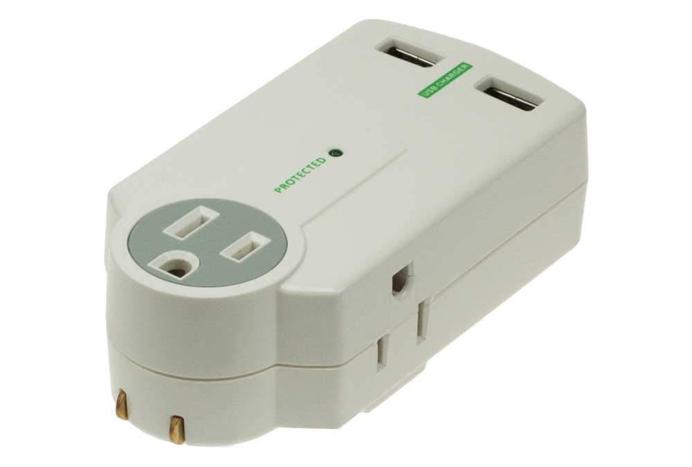 Compact 3-Outlet Wall Plug with 2 USB Ports (4.2A Total) - Perfect for Bedroom, Office & Travel Charging Multiple Devices