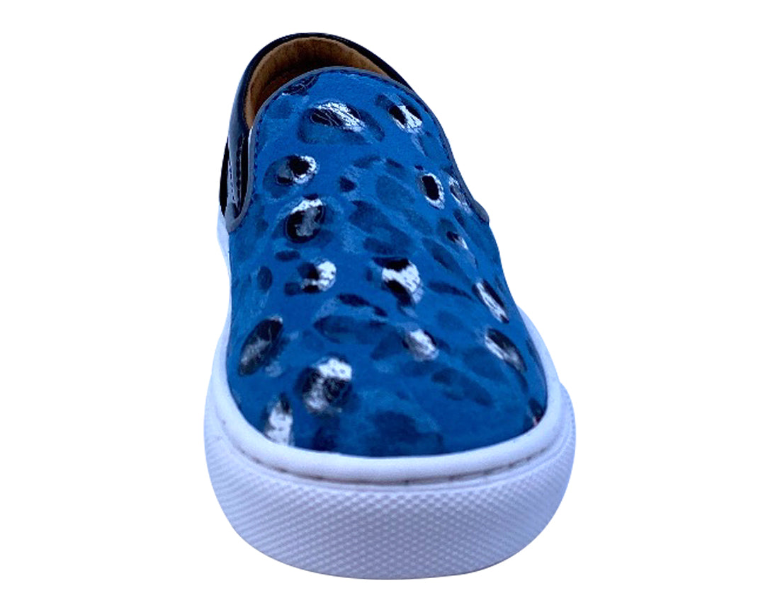 **Atlanta Moccasin Slip-On Sneakers for Girls & Boys – Blue Print Casual Shoes for School, Play & Everyday Comfort**