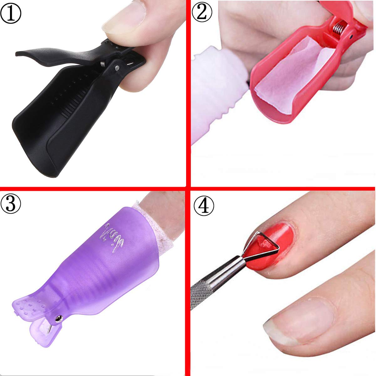 20 PCS Black Nail Polish Remover Clips for Gel & Acrylic Nails - Reusable Finger & Toenail Soak Off Caps for Professional Nail Art Removal at Home or Salon