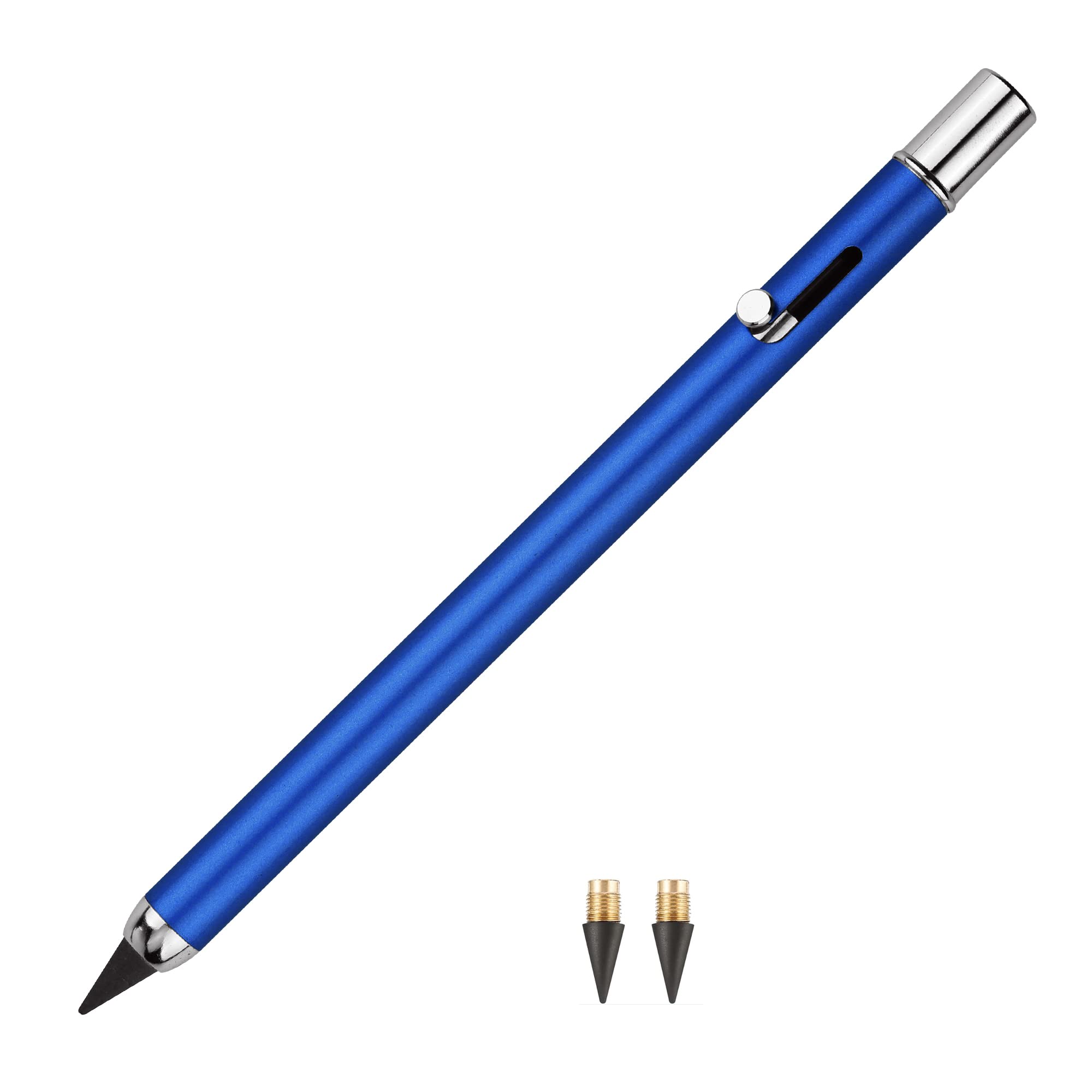 SMOOTHERPRO Bolt Action Metal Mechanical Pencil - Retractable Graphite Drafting Pencil with Exchangeable Tips & Hidden Eraser (PB01U) - Perfect for Writing, Sketching, Engineering Drawings & Office Use