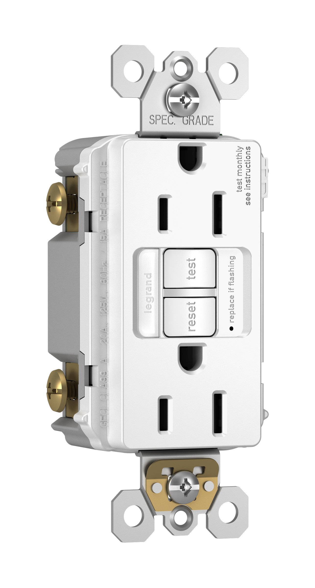 Legrand 15 Amp GFCI Outlet with Night Light & LED Indicator - Self-Test, Tamper-Resistant, Cool Touch - White Decorator Duplex Receptacle (1-Pack) - Perfect for Bathrooms, Kitchens & Outdoor Use